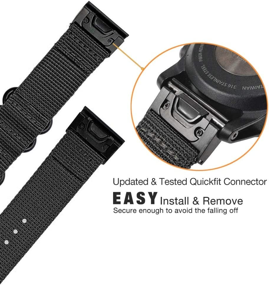 Garmin Fenix 5s/6s Nylon Strap with Buckle (Black)