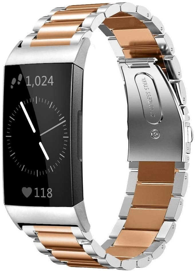 Fitbit Charge 4 Steel Strap Silver Rose Gold