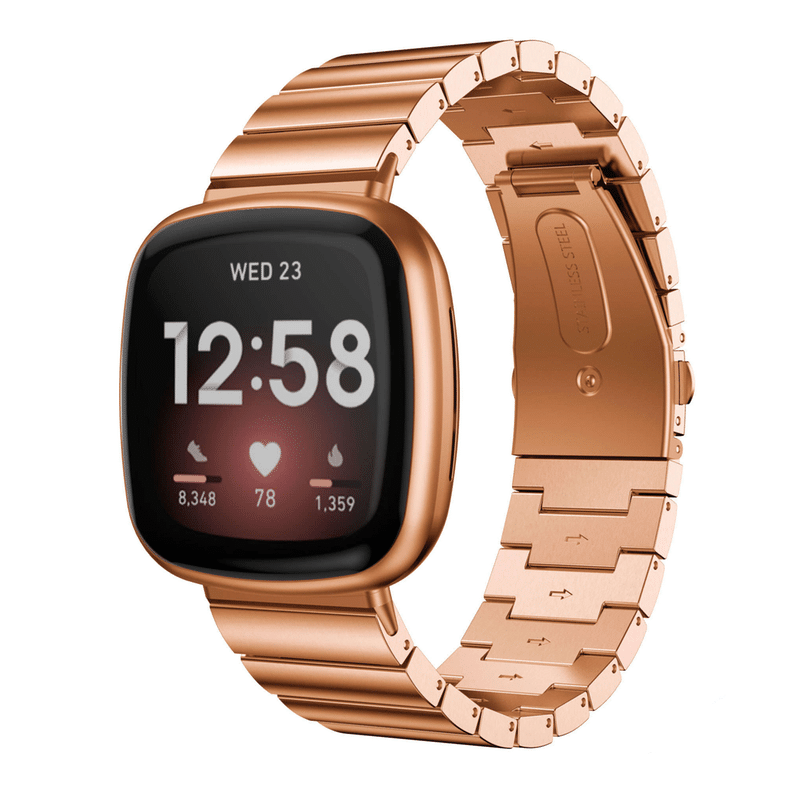 Fitbit versa metal band rose gold sale