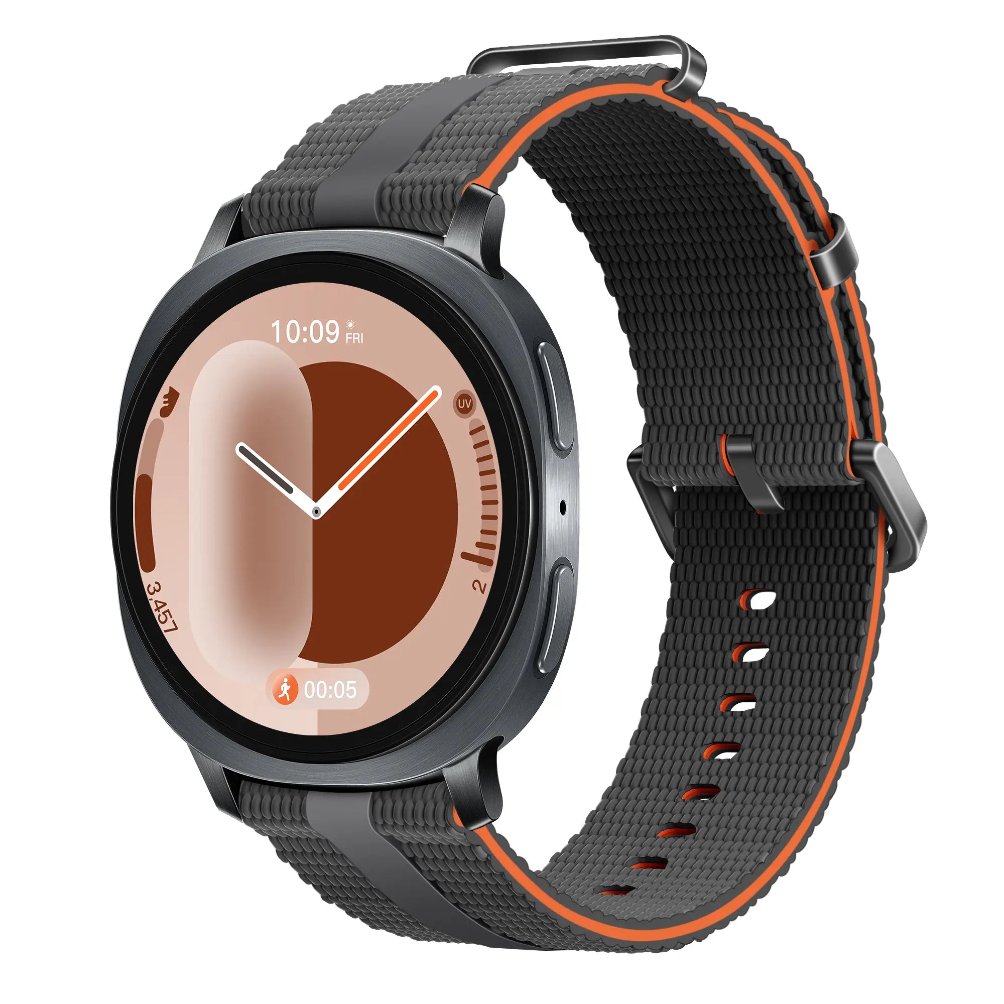 Samsung Galaxy Watch 9 - 44mm Silicone Active Strap (Dark Grey/Orange)