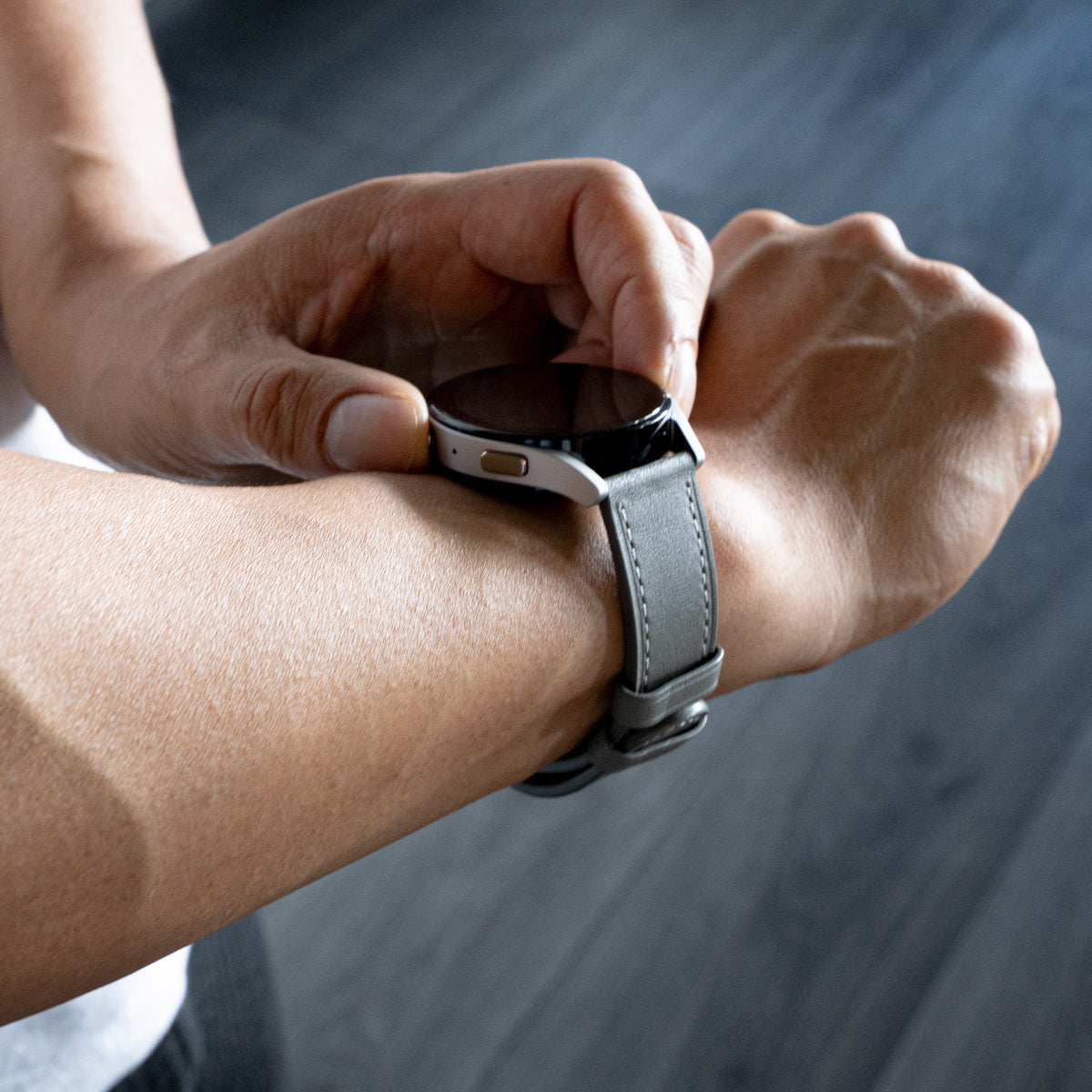 Watch Strap Modern Leather 22mm - Quick Release (Grey)