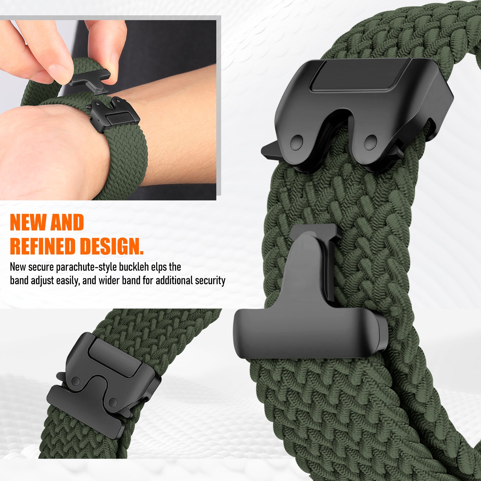 Google Pixel Watch 3 - 45mm Braided Strap with P-Buckle (Green)