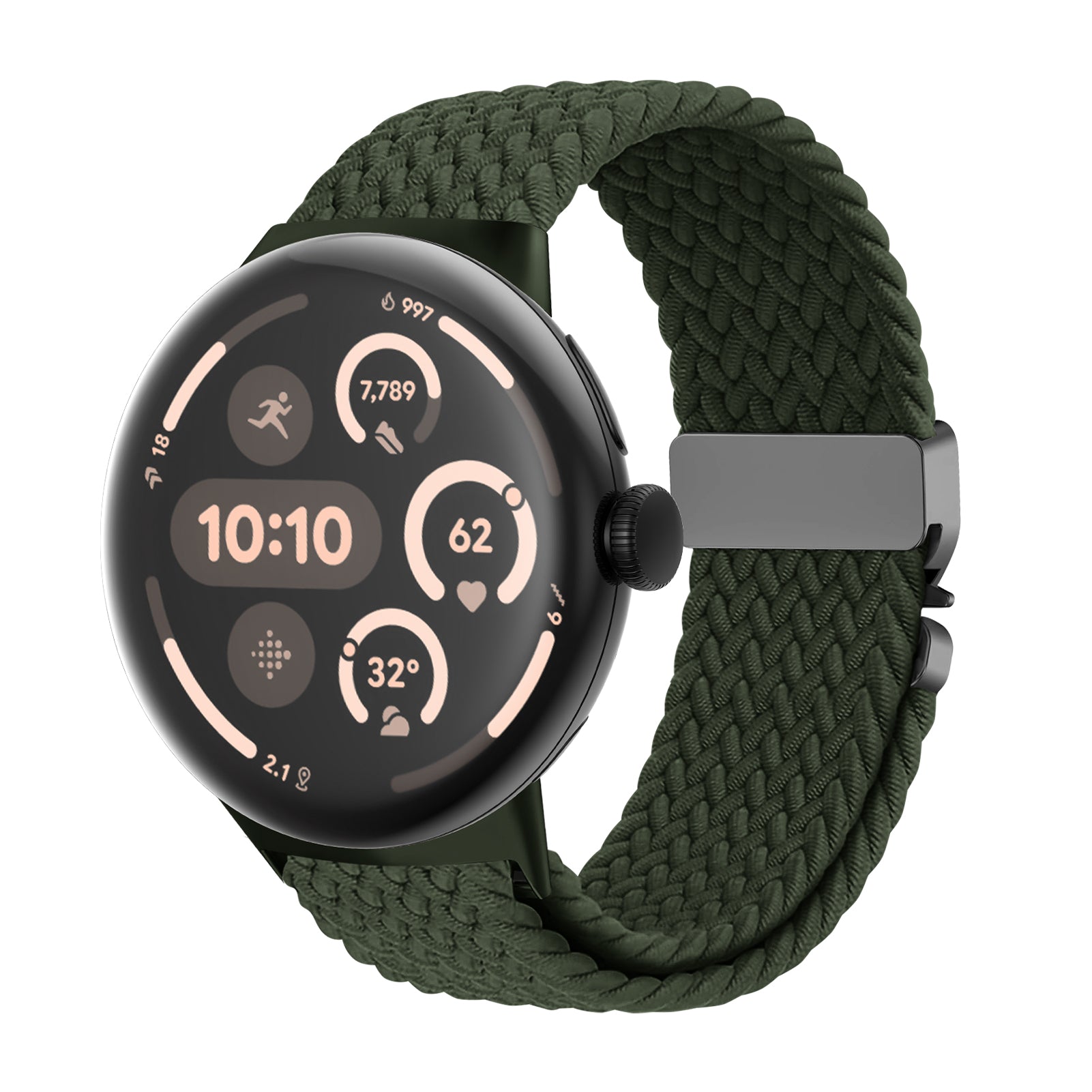 Google Pixel Watch 3 - 45mm Braided Strap with P-Buckle (Green)
