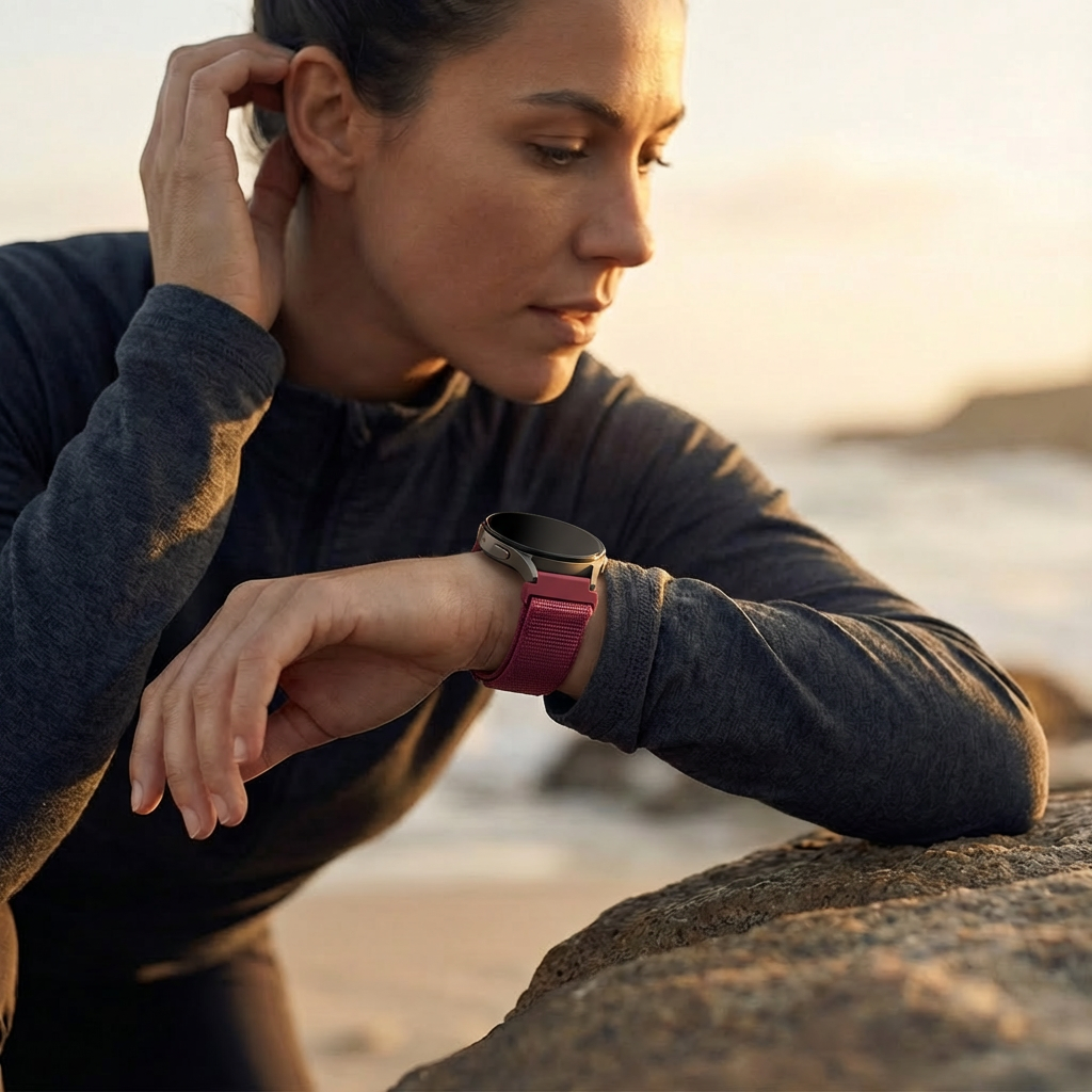 Bandz Amazfit Bip 3 (Pro) Alpine Nylon Strap (Rose-Red)