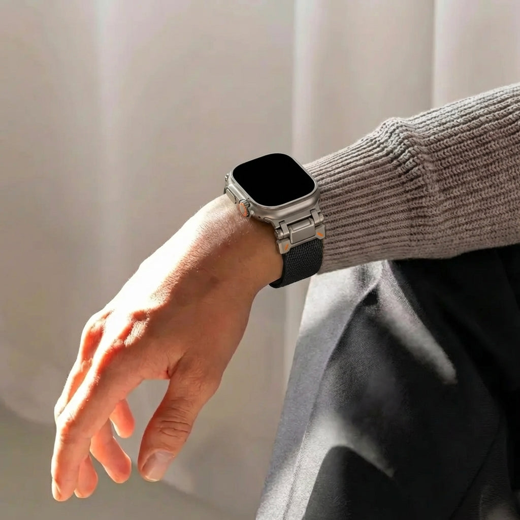 Apple Watch Ultra Polyester Explorer Strap (Black with Titanium)