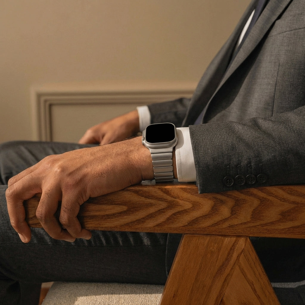 Bandz Apple Watch Titanium Strap 'Hybrid' (Silver)