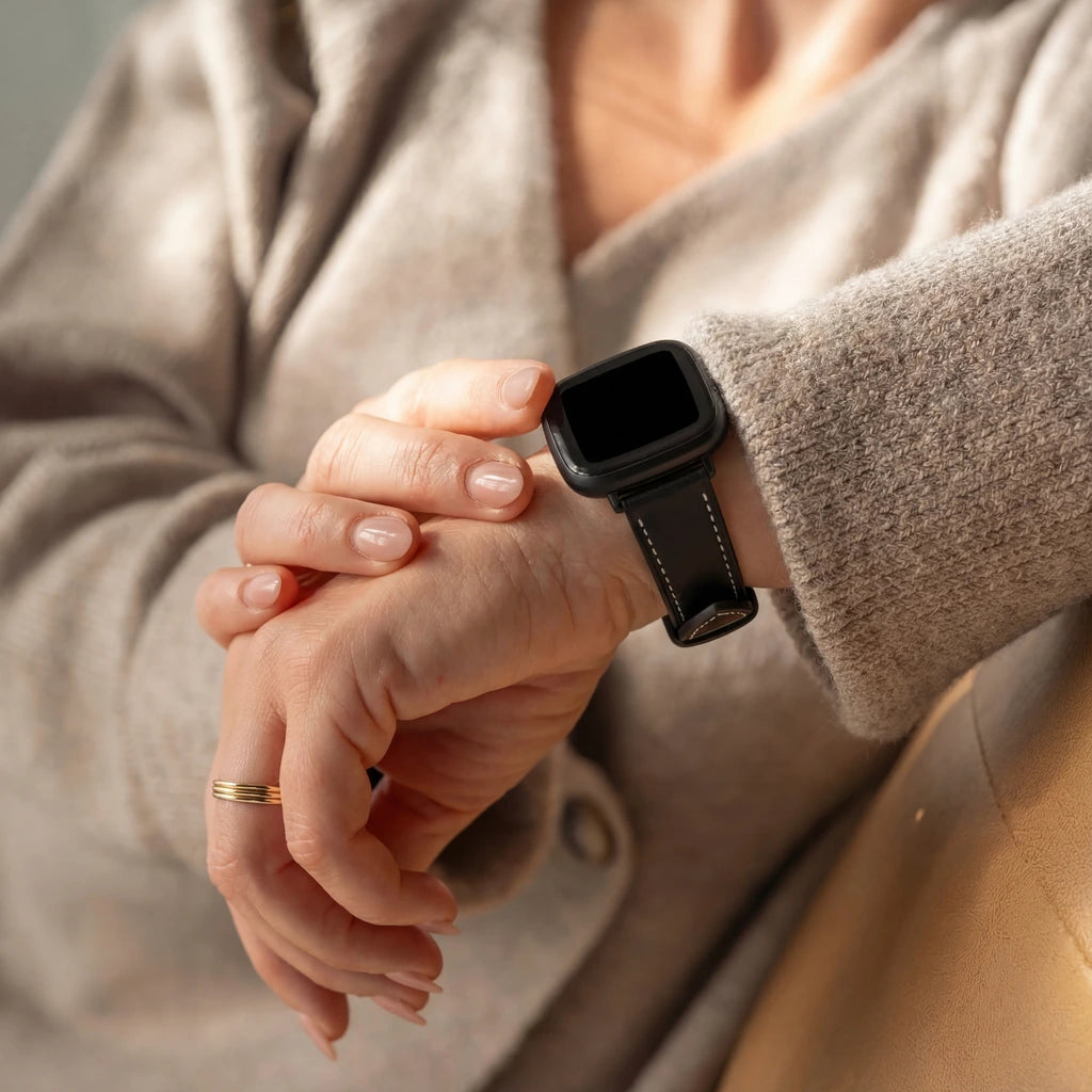 Fitbit Sense 2 Leather Strap (Black)