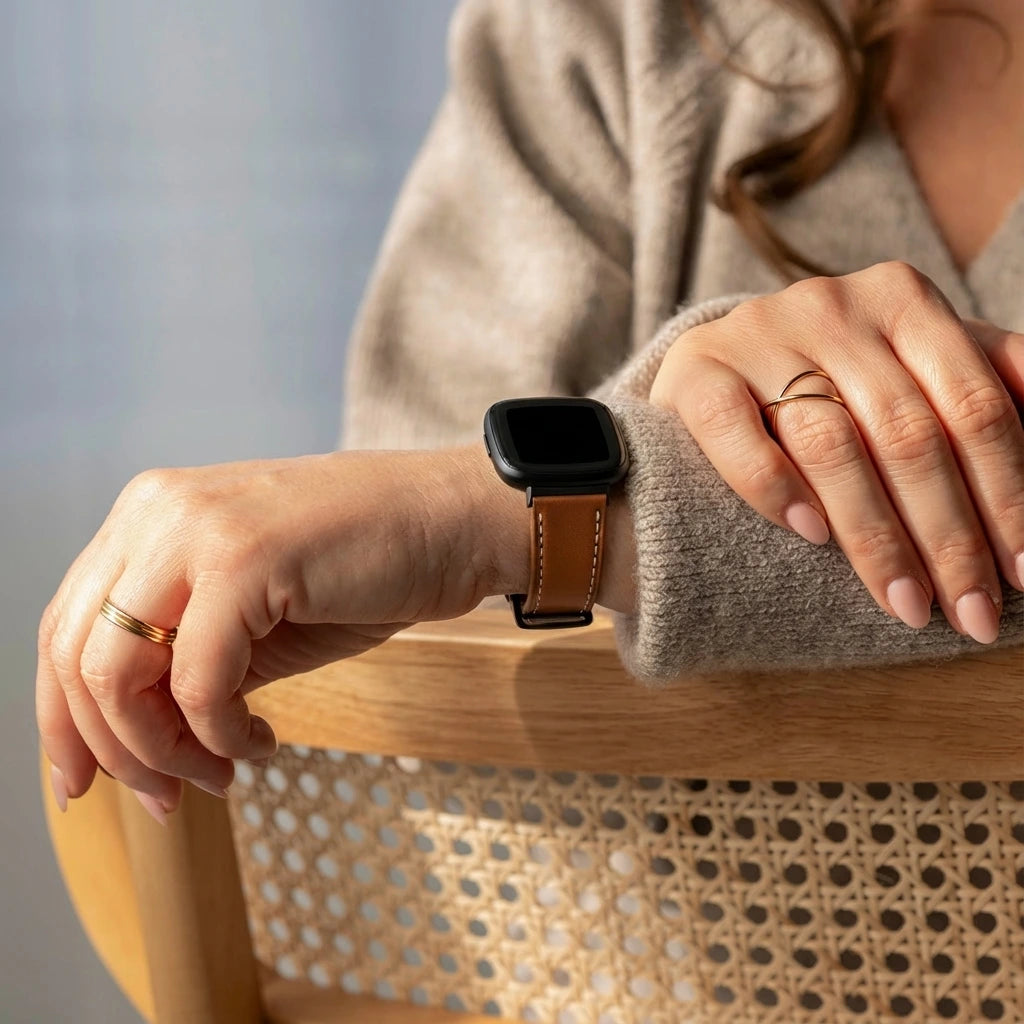 Fitbit Sense 2 Leather Strap (Brown)