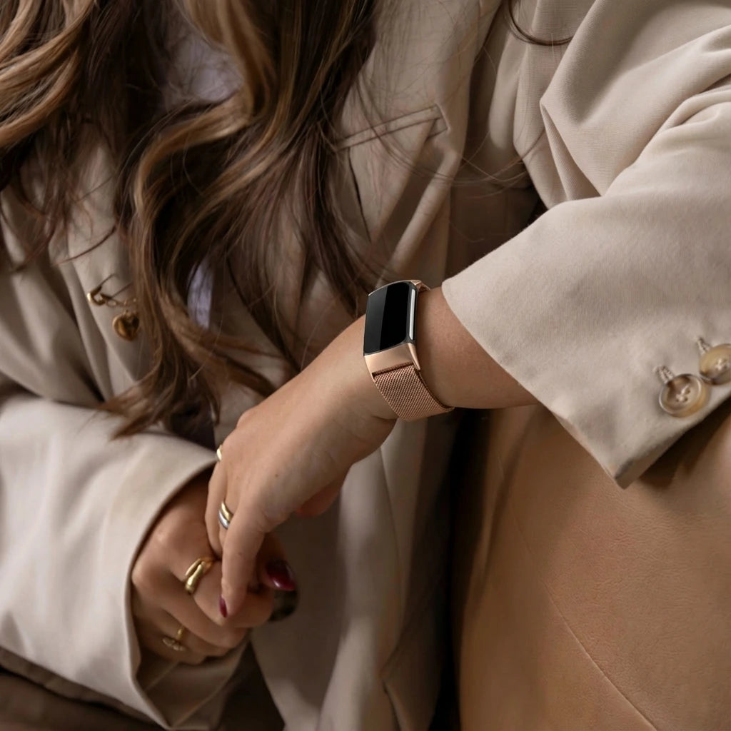 Fitbit Charge 5 Milanese Strap (Rose Gold)