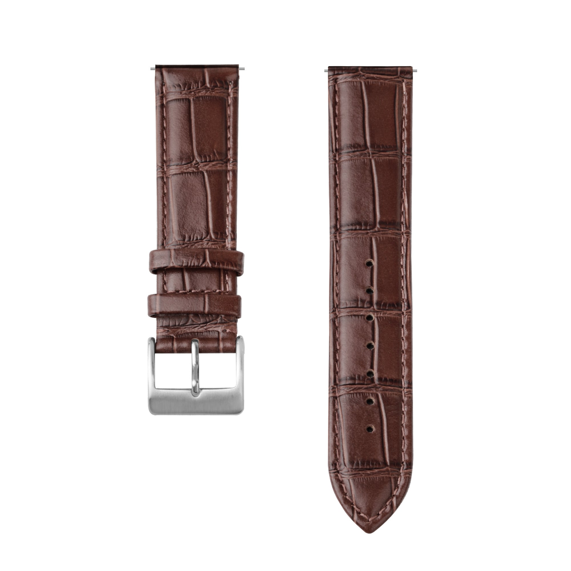 Watch Strap Leather Crocodile Grain 20mm - Quick Release (Brown)