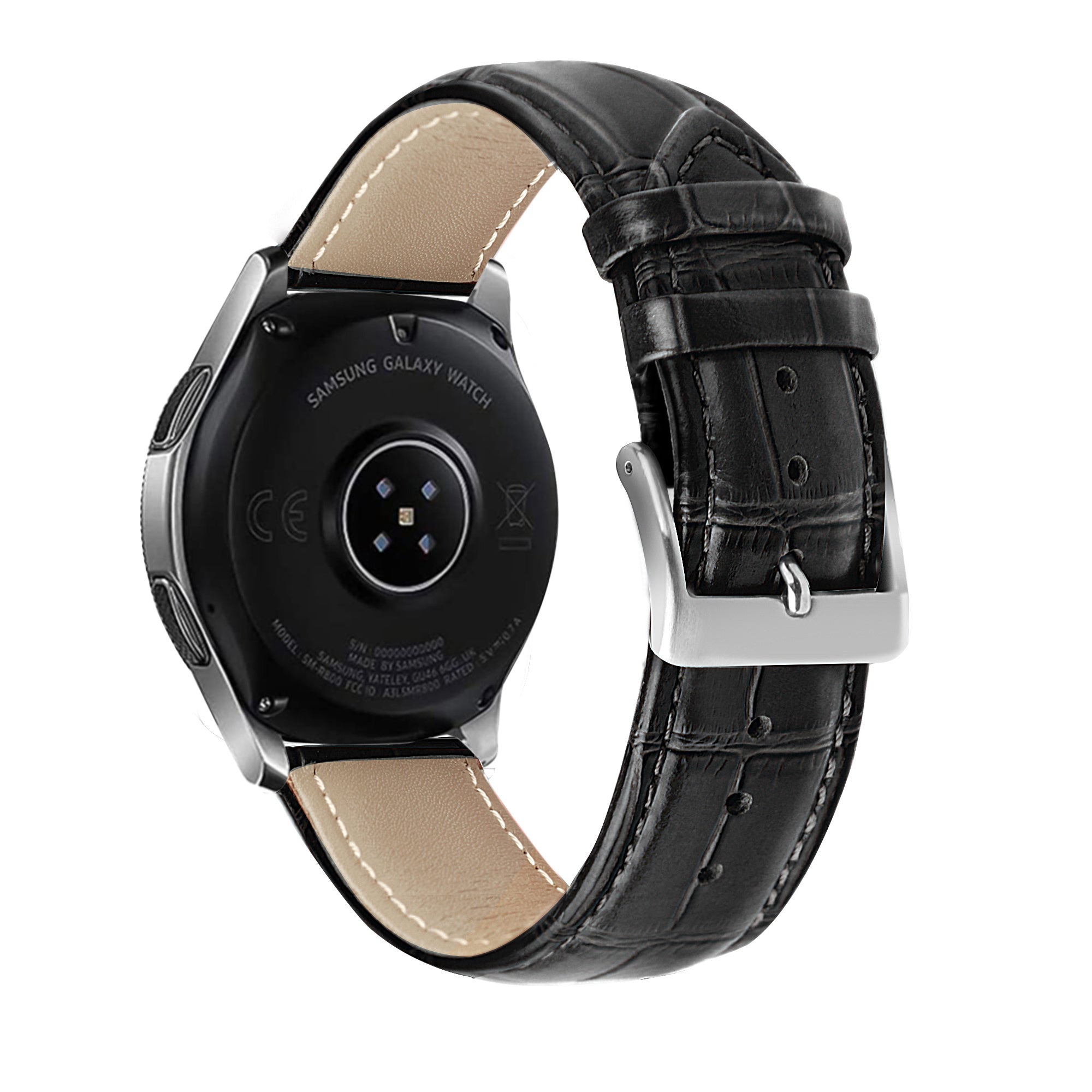 Watch Strap Leather Crocodile Grain 22mm - Quick Release (Black)