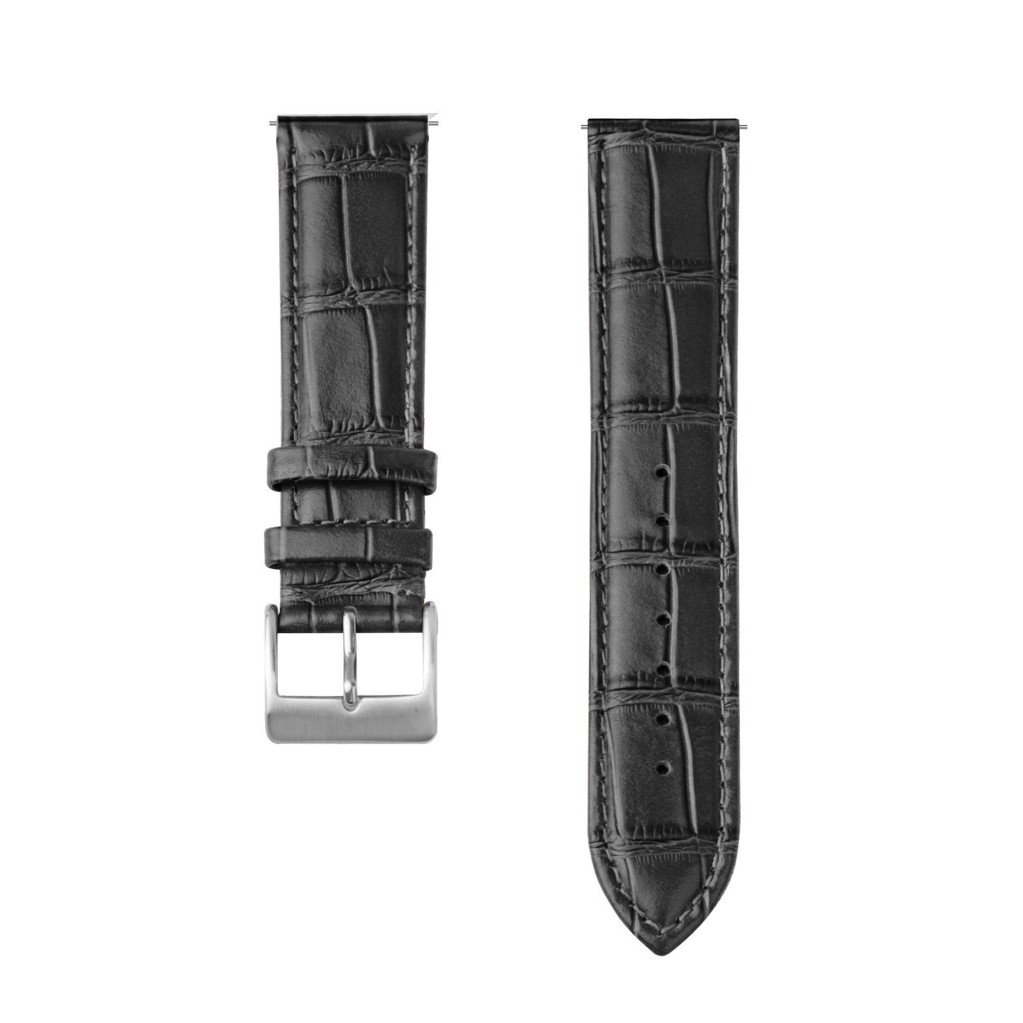 Watch Strap Leather Crocodile Grain 20mm - Quick Release (Black)