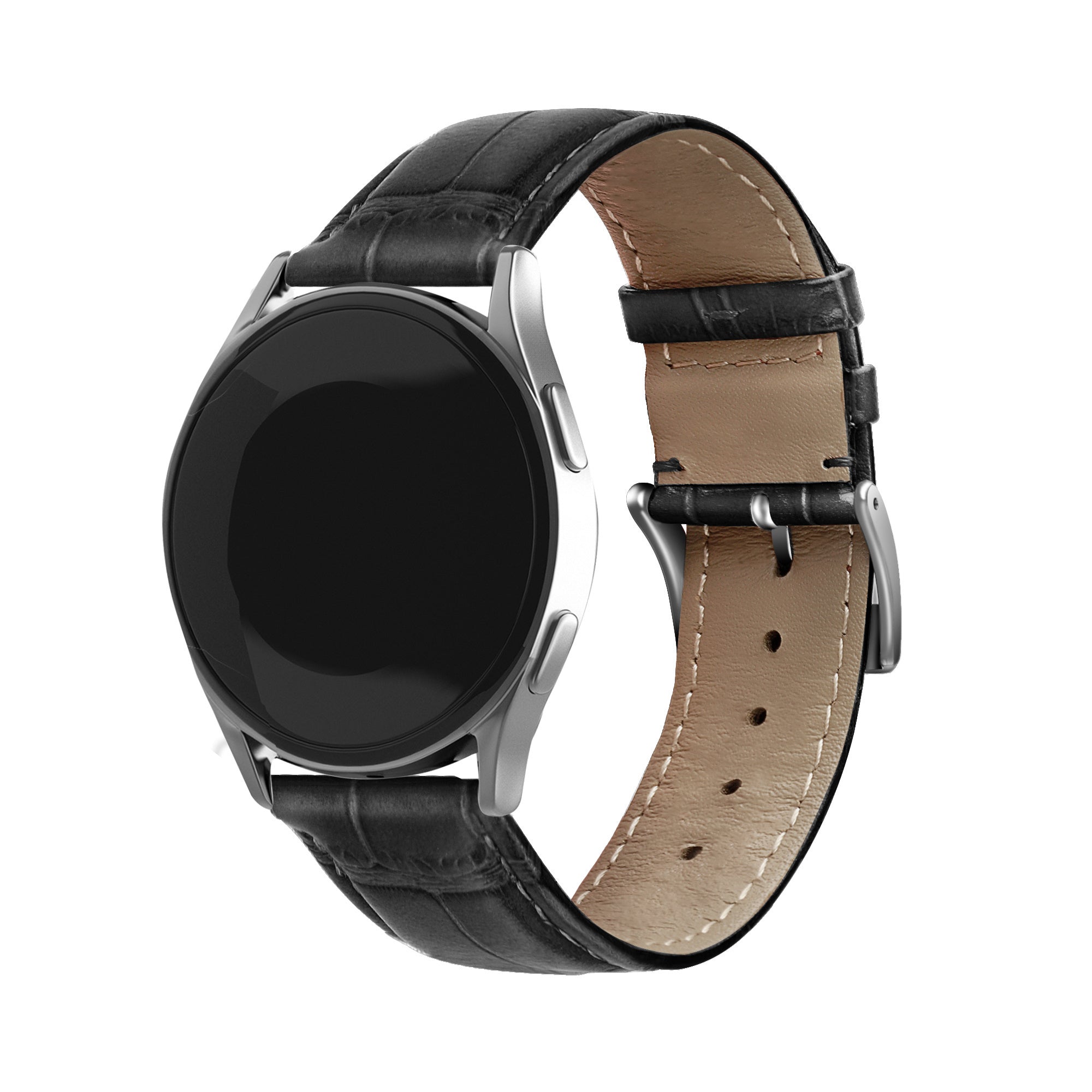 Watch Strap Leather Crocodile Grain 22mm - Quick Release (Black)
