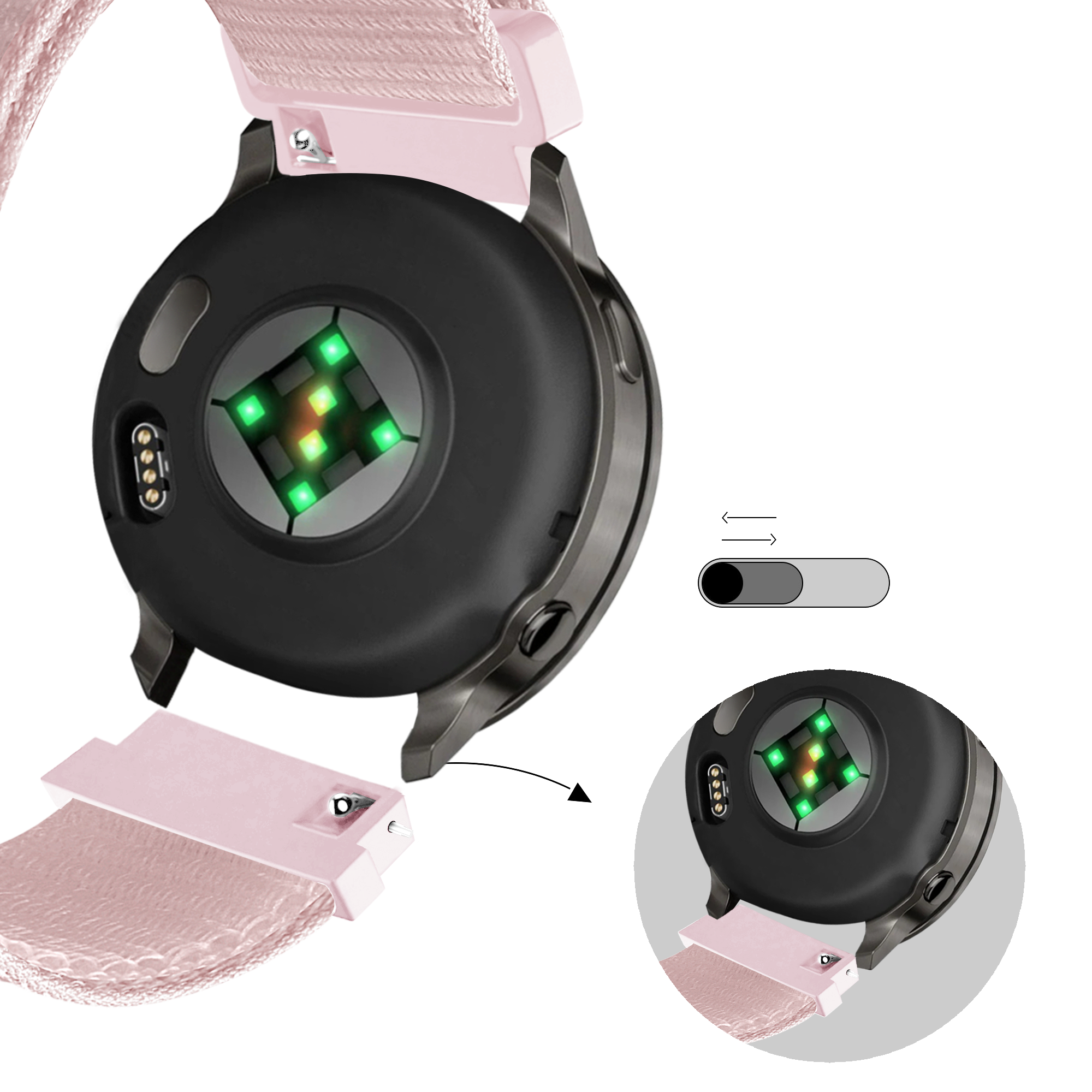 Bandz Garmin Approach S50 Nylon Loop Strap (Light Pink)