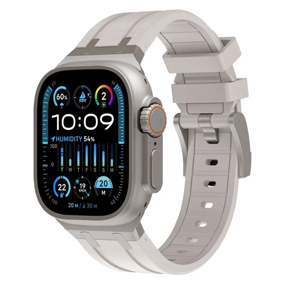 Apple Watch Premium Liquid Silicone Strap (Starlight with Titanium)
