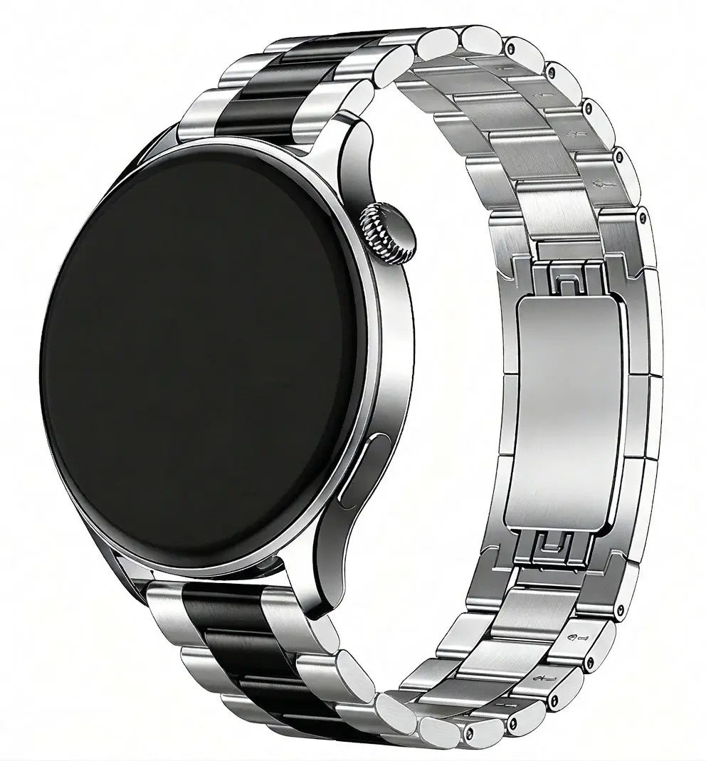 Universal 22mm One Push' Steel Strap (Silver/Black)