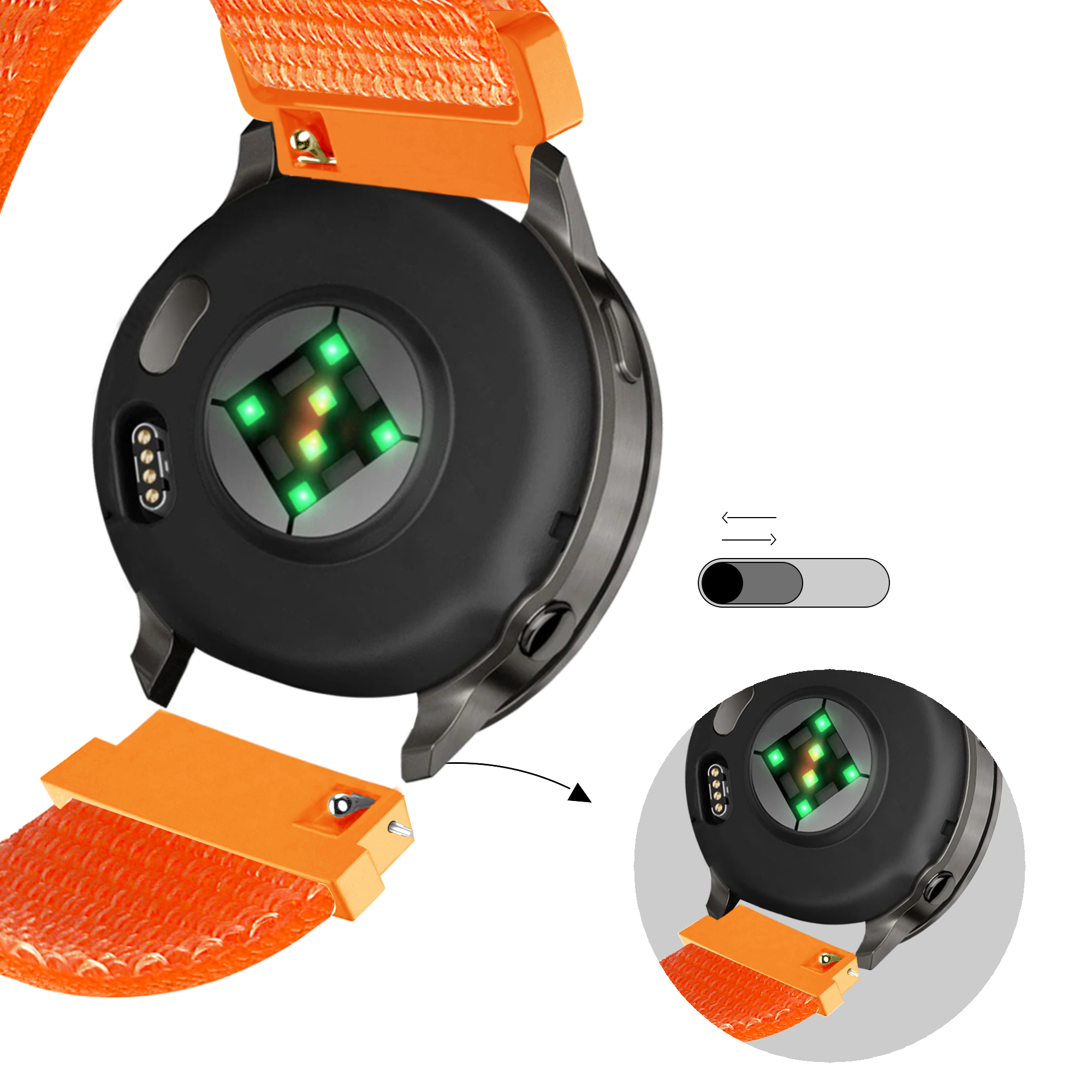 Bandz Garmin Approach S44 Nylon Loop Strap (Orange)