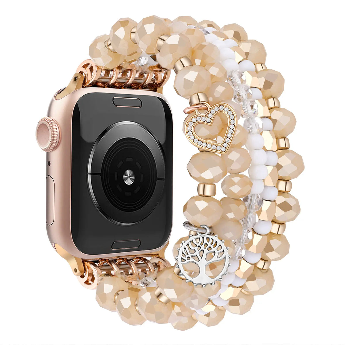 Metal Beaded Pearl Strap, rose gold