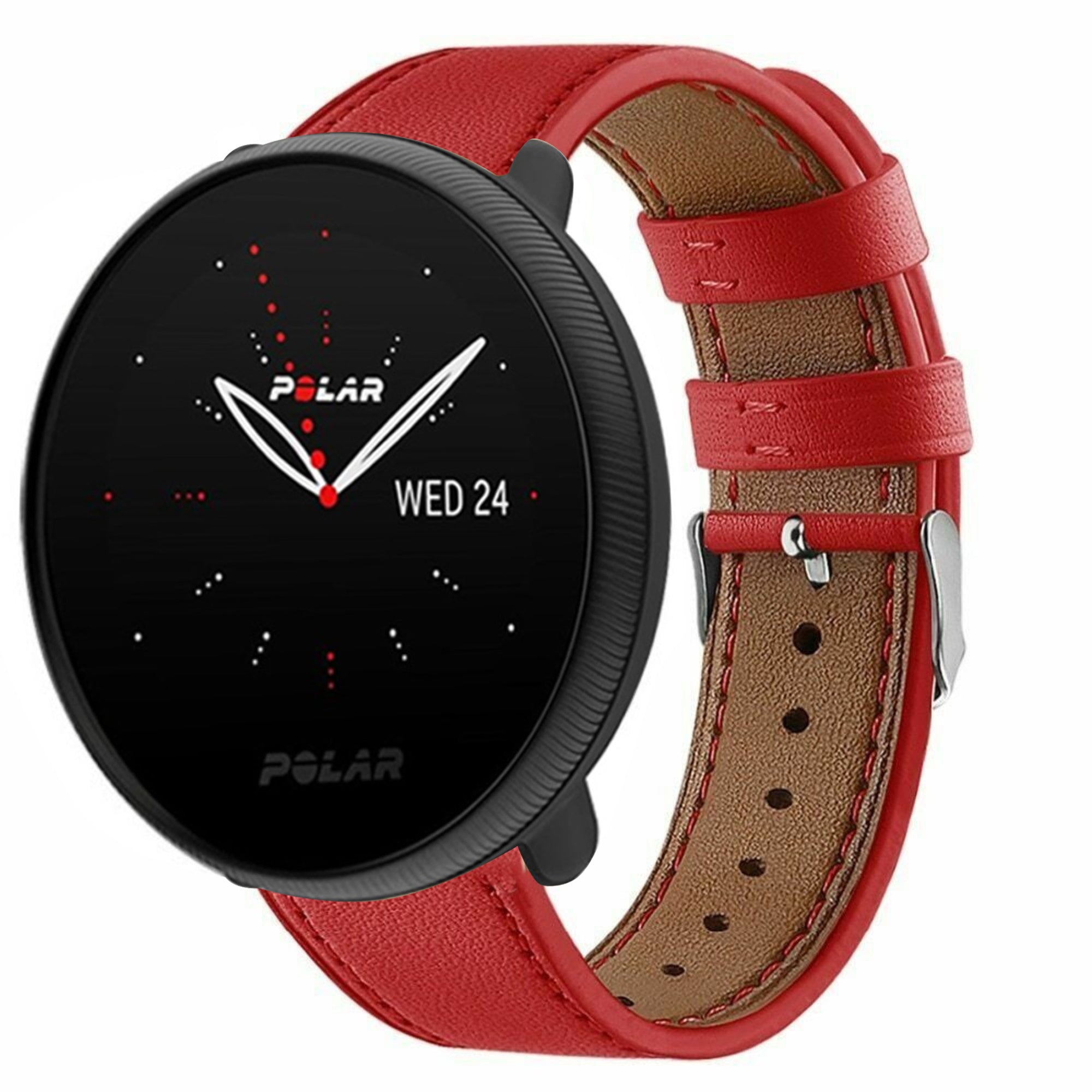 Polar Ignite 3 Leather Strap Red