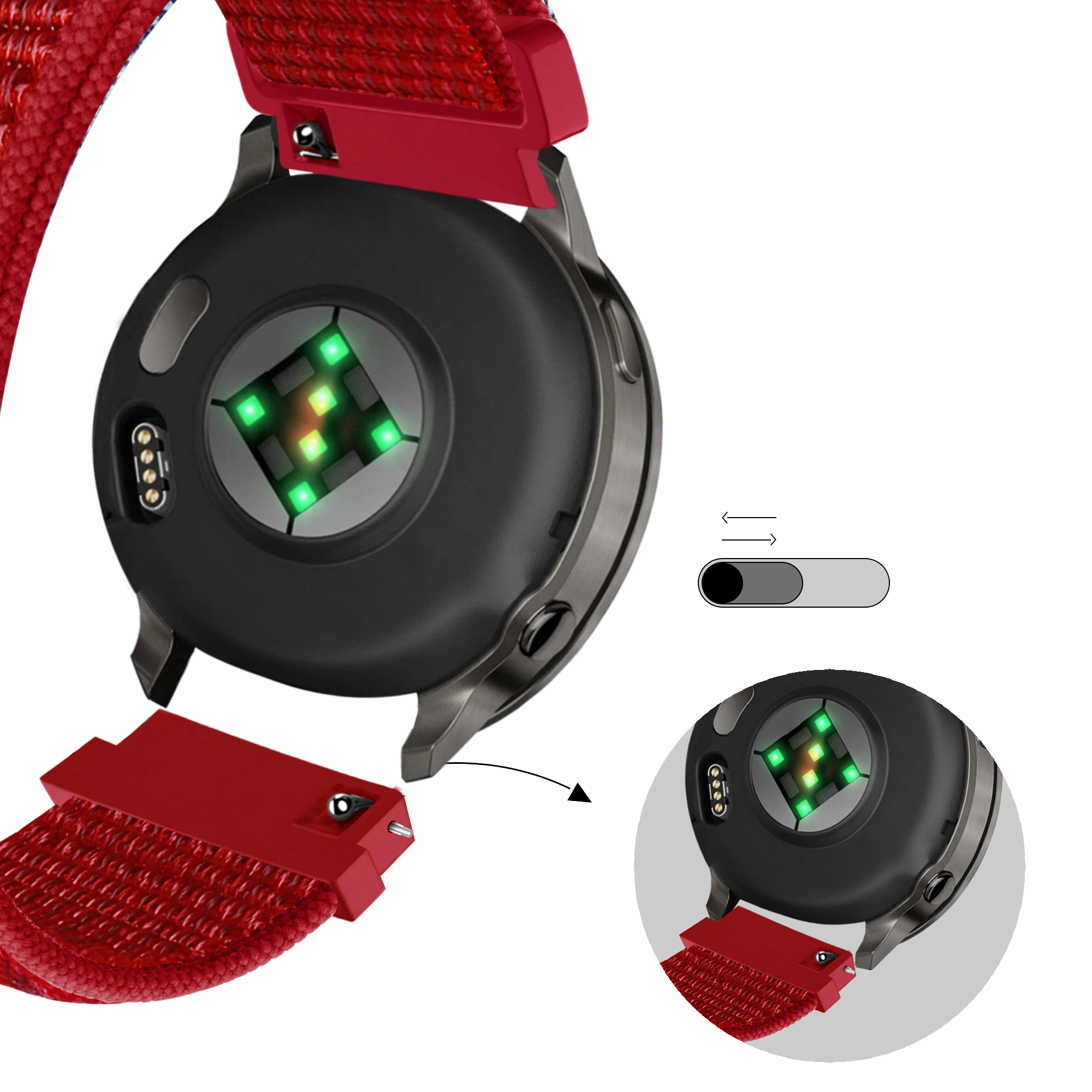 Bandz Garmin Forerunner 645 Nylon Loop Strap (Red)