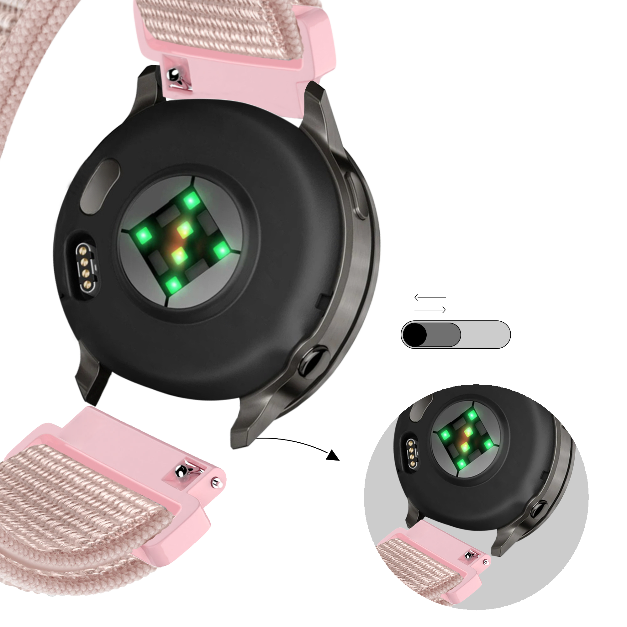 Bandz Garmin Vivomove 3s Nylon Loop Strap (Rose Gold)