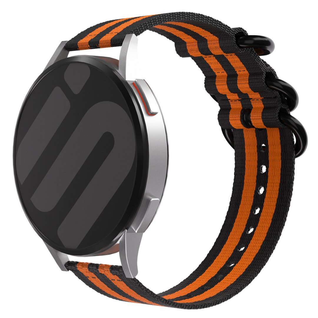Samsung Galaxy Watch 4 - 44mm Nylon-Strap with Buckle (Black/Orange)