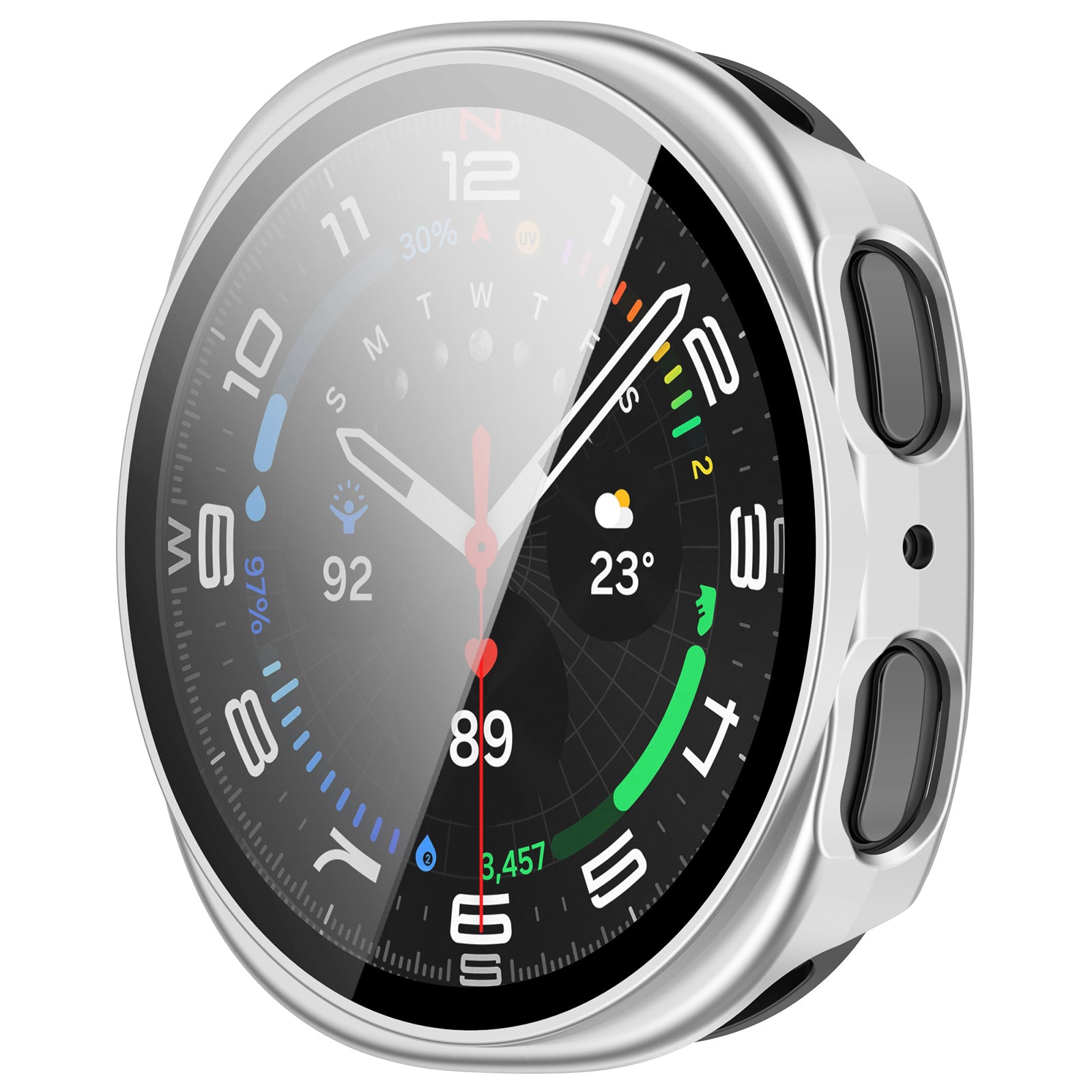 Samsung Galaxy Watch 8 - 44mm Hard Case with Glass (Silver)