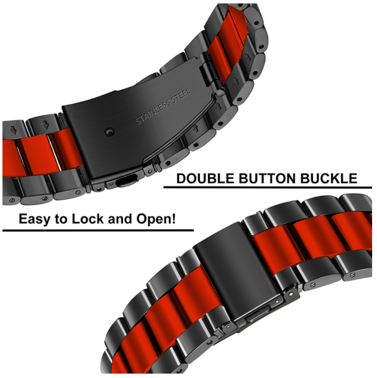 Garmin Forerunner 245 Steel Strap (Black/Red)