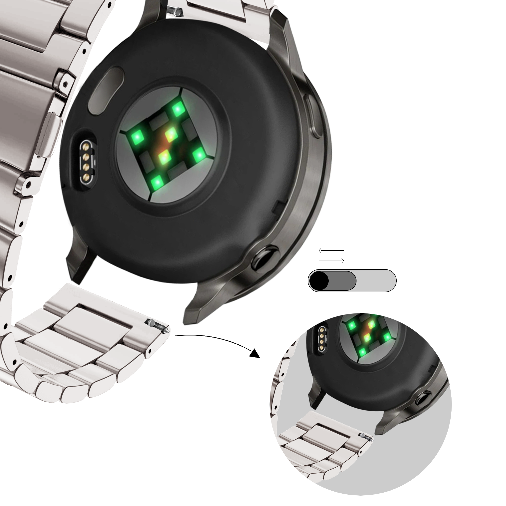 Bandz Garmin Vivomove Style Steel Strap 'Classic' (Starlight)