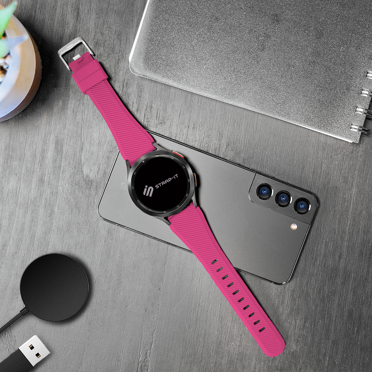 Withings ScanWatch 2 - 42mm Twill Silicone Strap (Bright Pink)