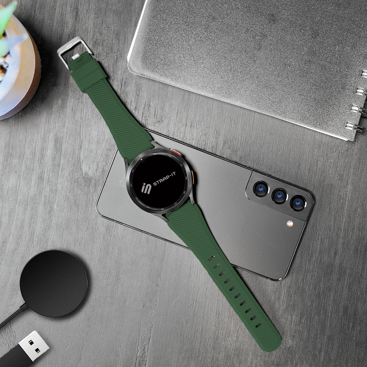 Fossil Gen 4 Explorist (HR) Silicone Strap (Army Green)