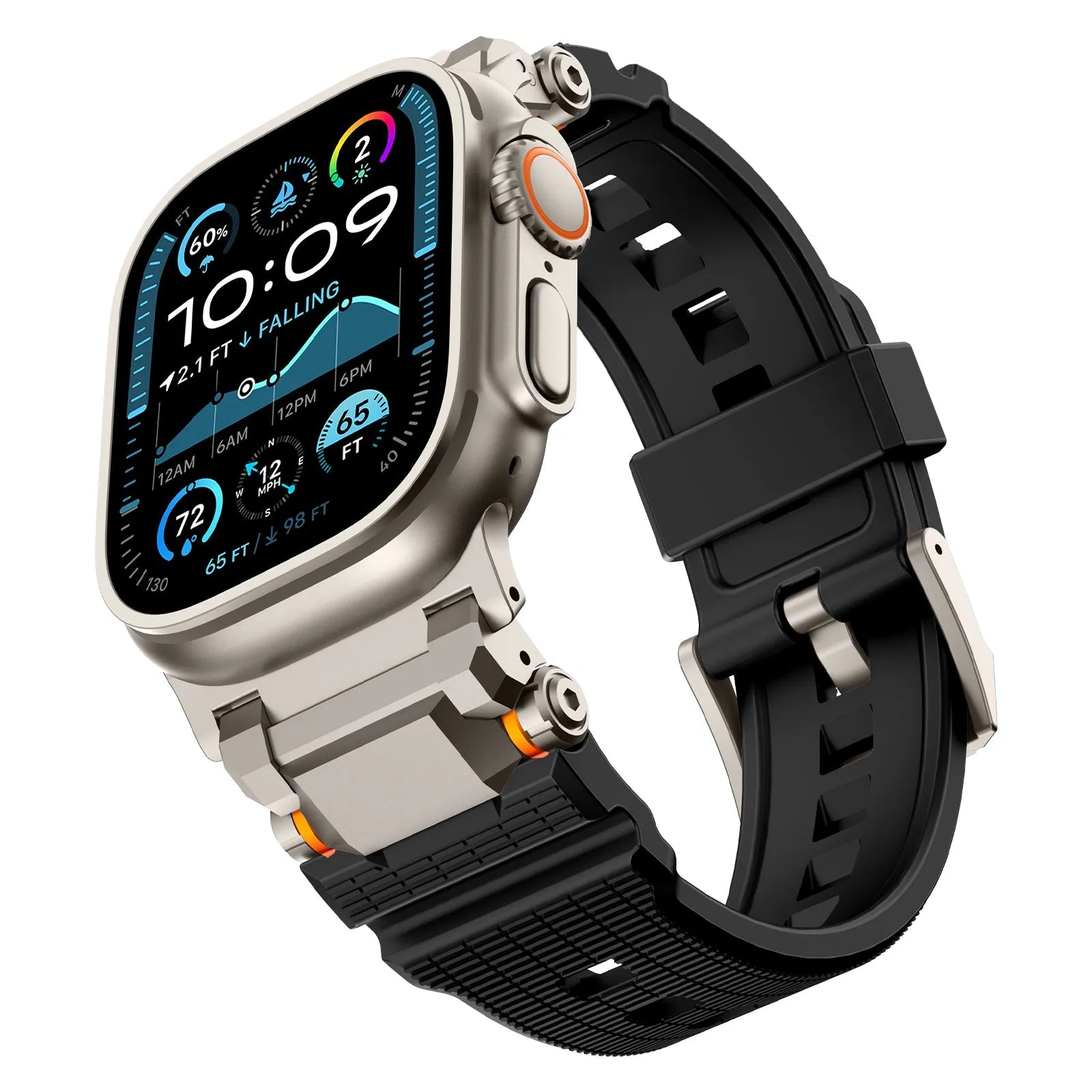 Apple Watch 'Adventurer' Silicone Strap (Black with Titanium)