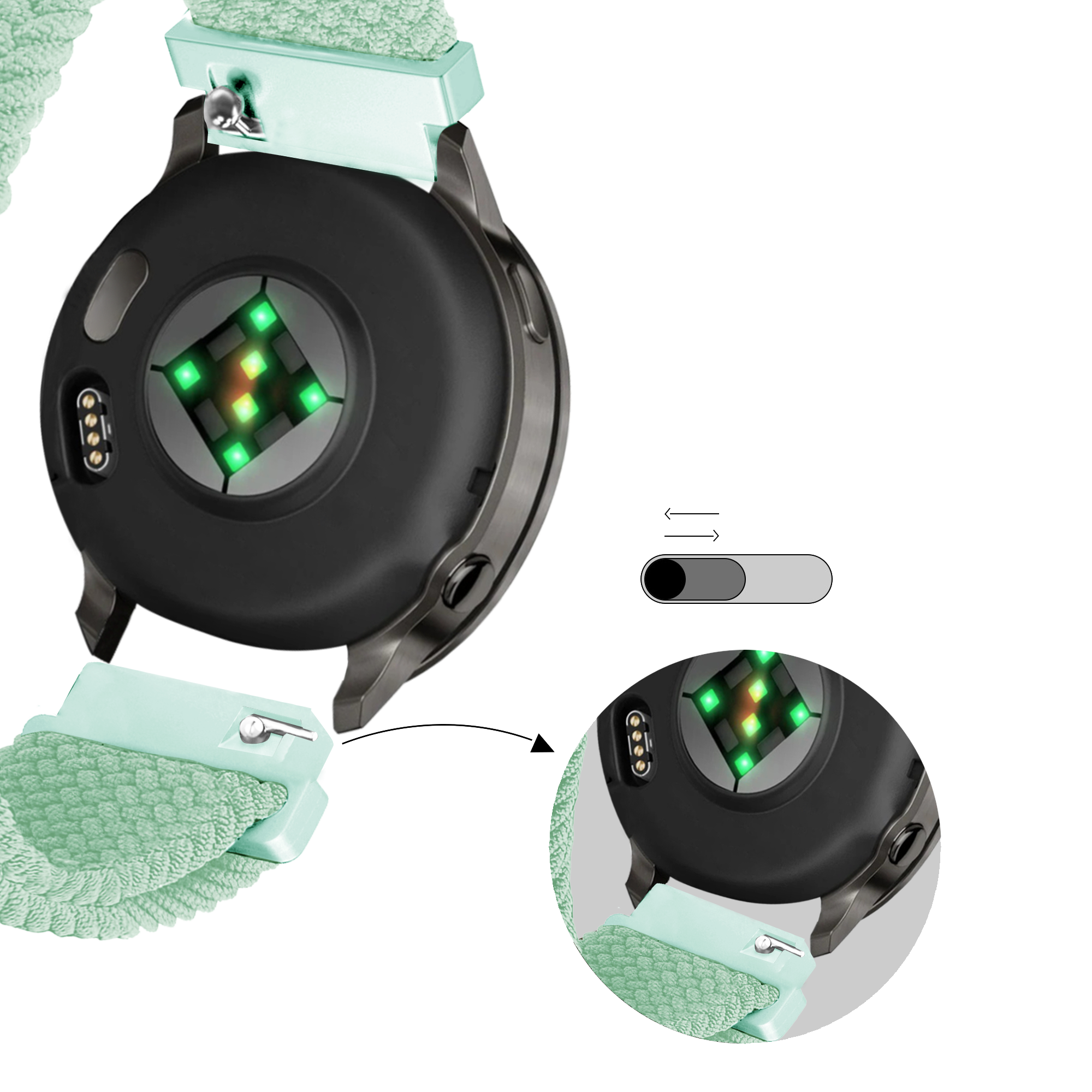 Bandz Garmin Forerunner 255s Adjustable Braided Strap (Turquoise)