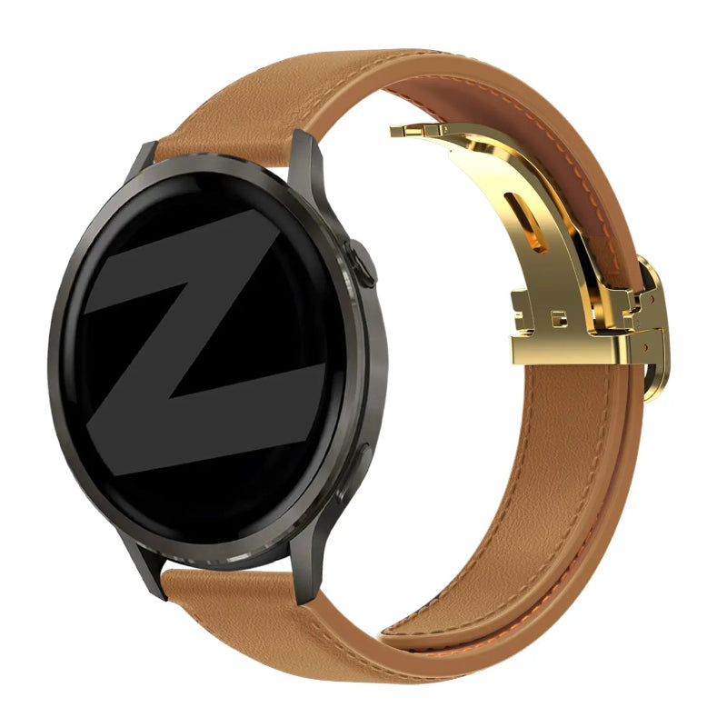 universal 20mm leather band d-type brown