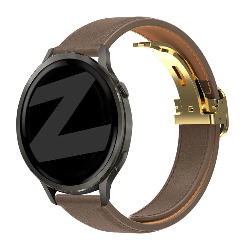 universal 20mm leather band d-type dark brown