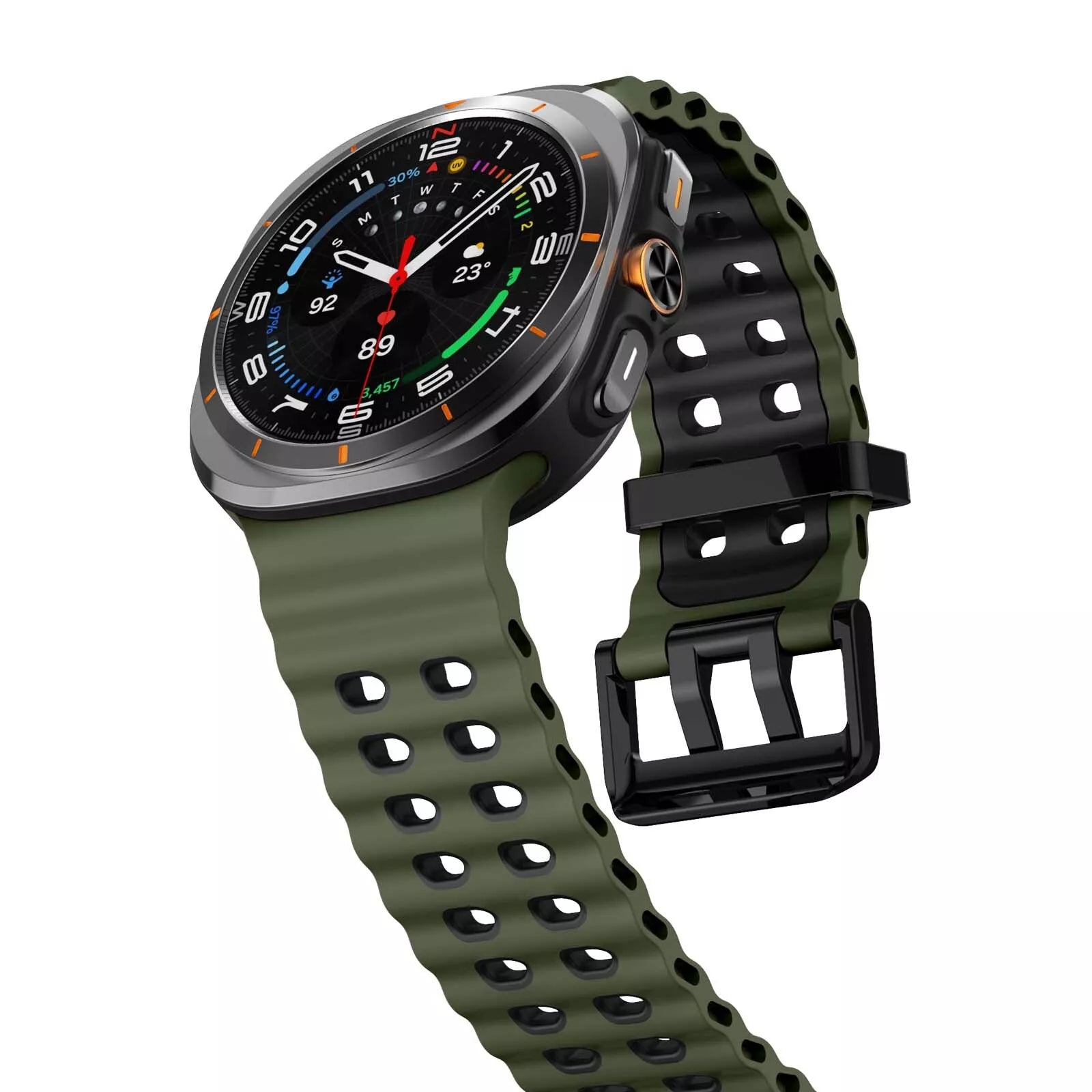 Samsung Galaxy Watch Ultra Wave Silicone Strap (Green/Black)