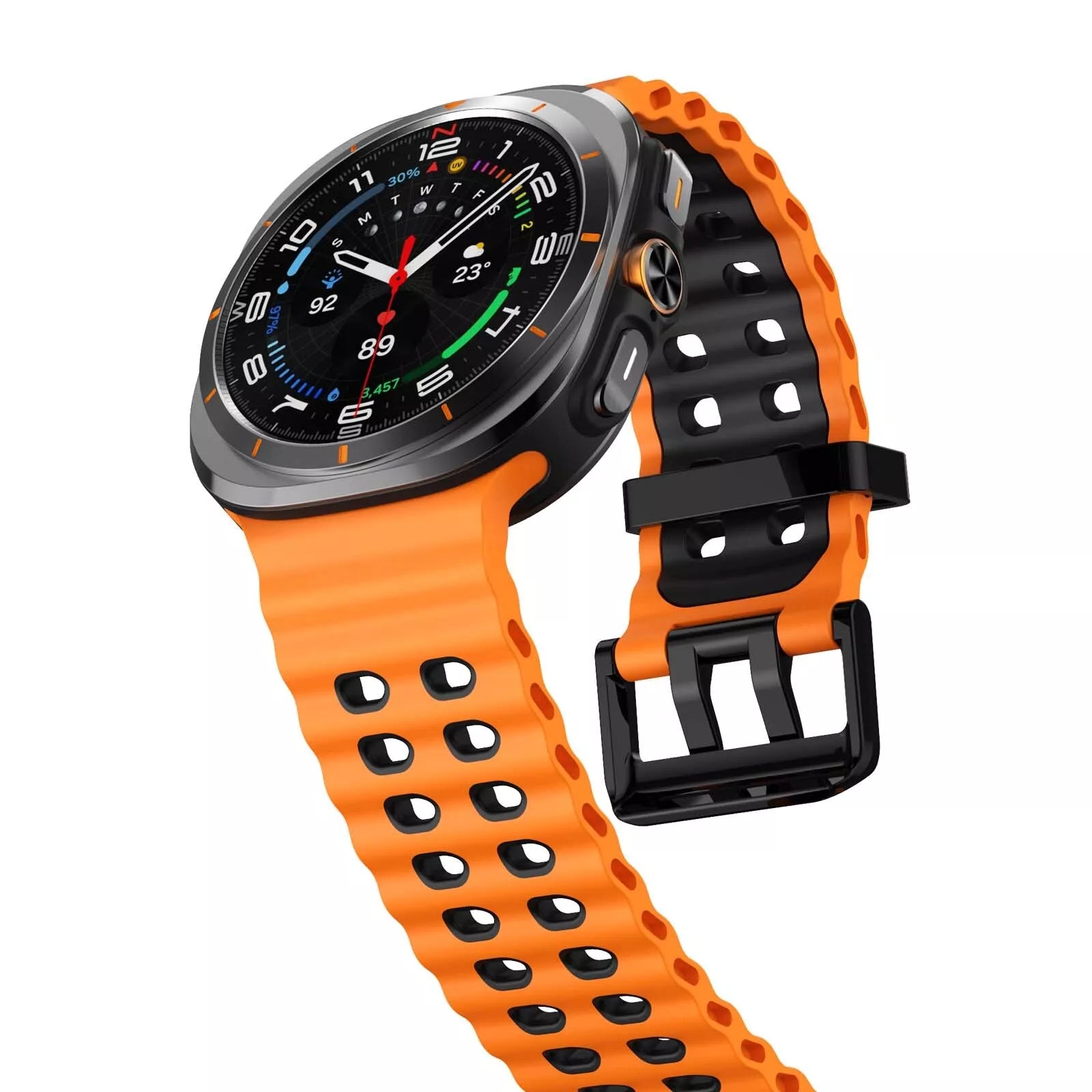 Samsung Galaxy Watch Ultra Wave Silicone Strap (Orange/Black)
