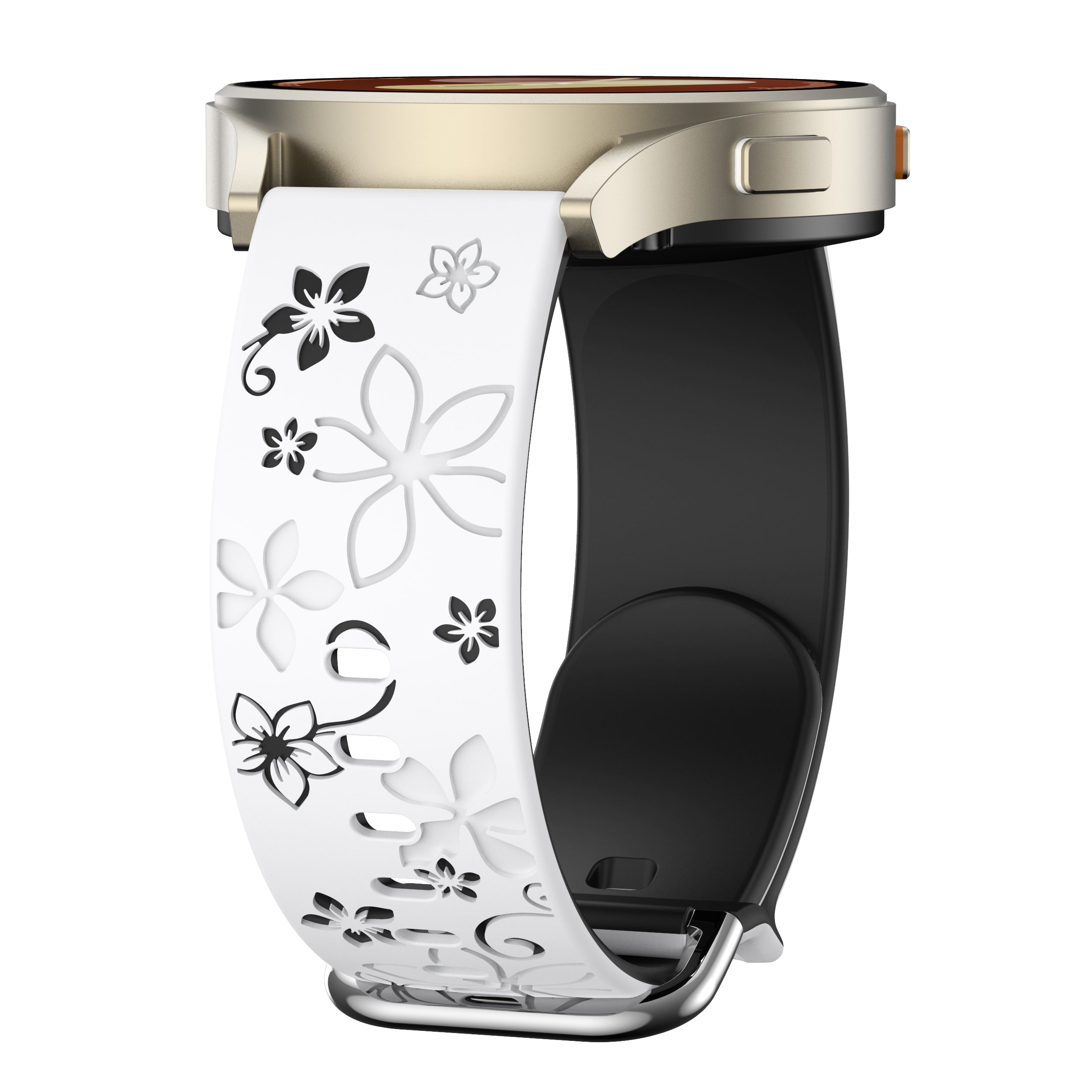 Amazfit GTS 4 Flower Silicone Strap (White/Black)