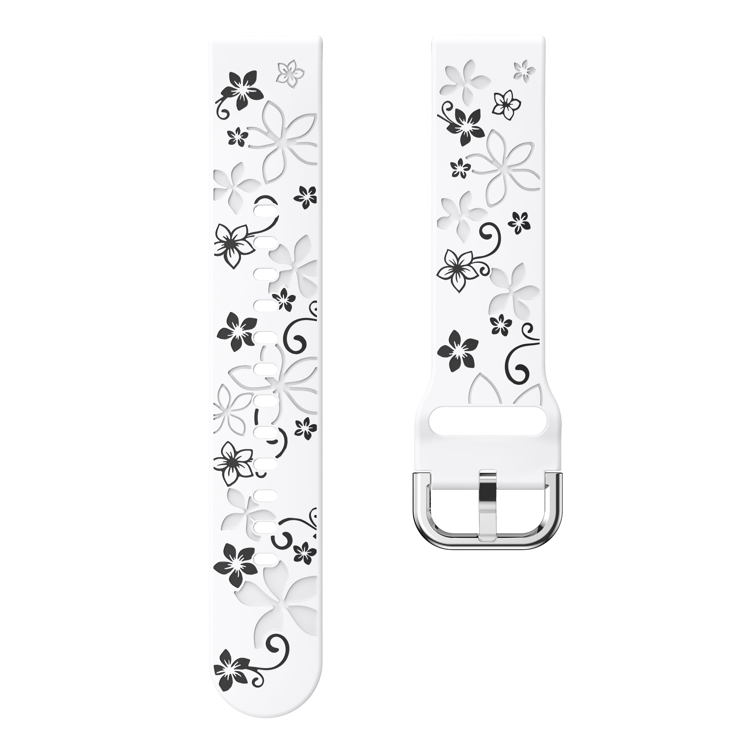 Amazfit GTS 4 Flower Silicone Strap (White/Black)