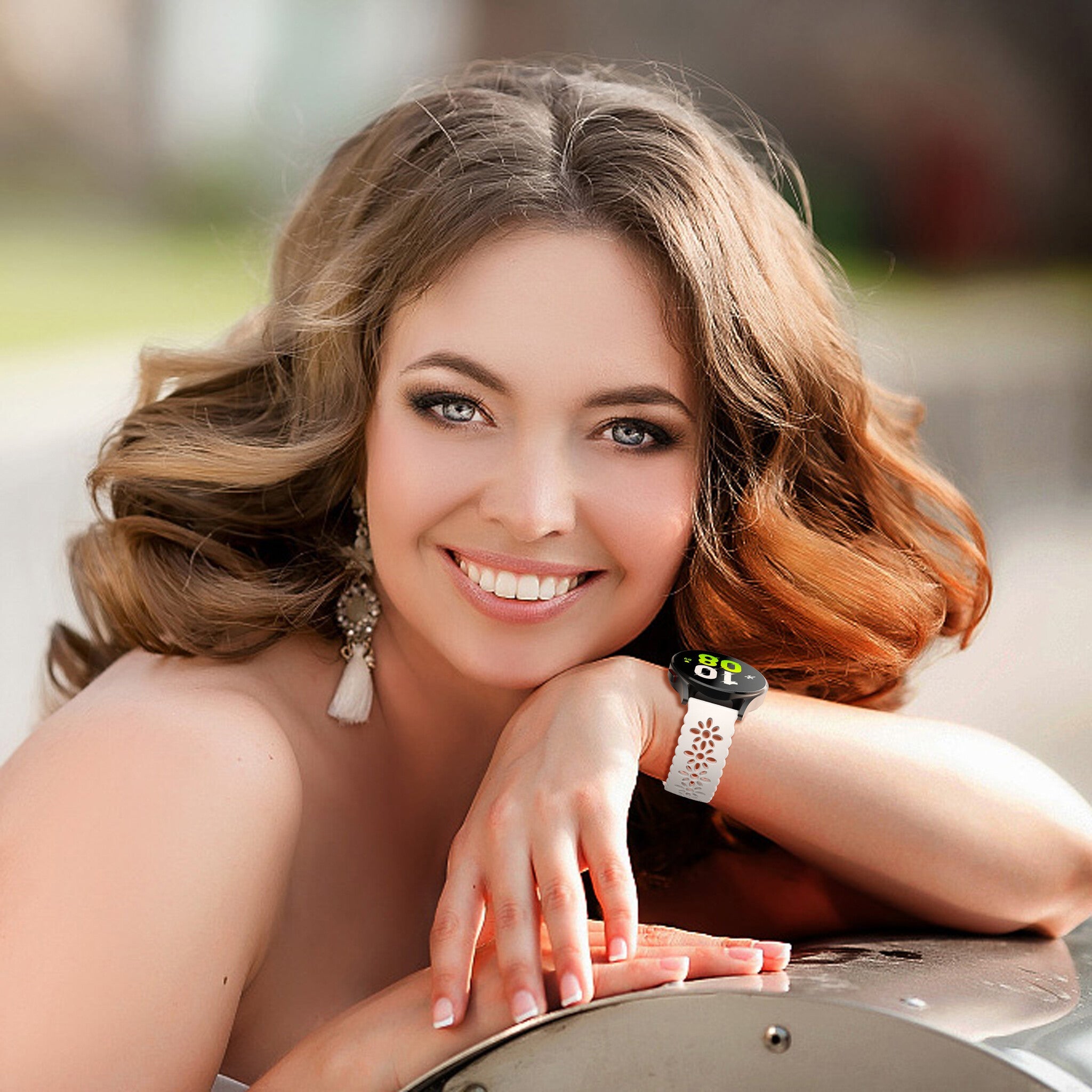 Amazfit GTR Mini Patterned Silicone Strap (lWhite/Pink)