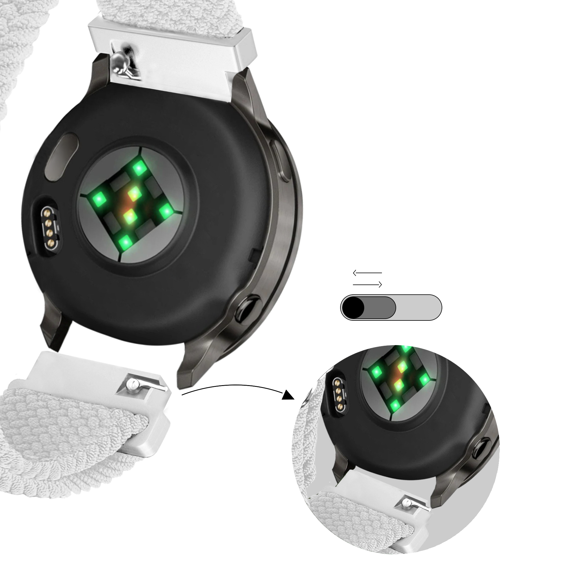 Bandz Garmin Vivomove 3s Adjustable Braided Strap (White)