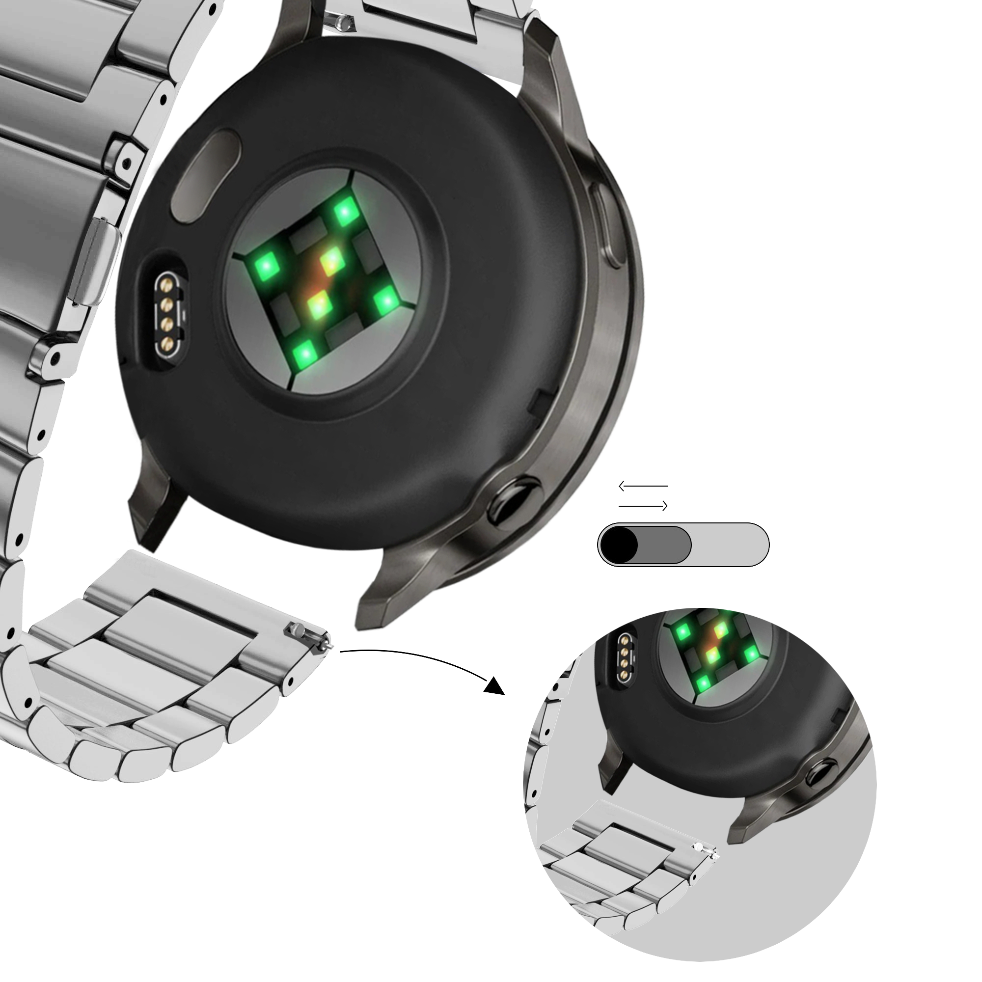 Bandz Garmin Bounce 2 Steel Strap 'Classic' (Silver)