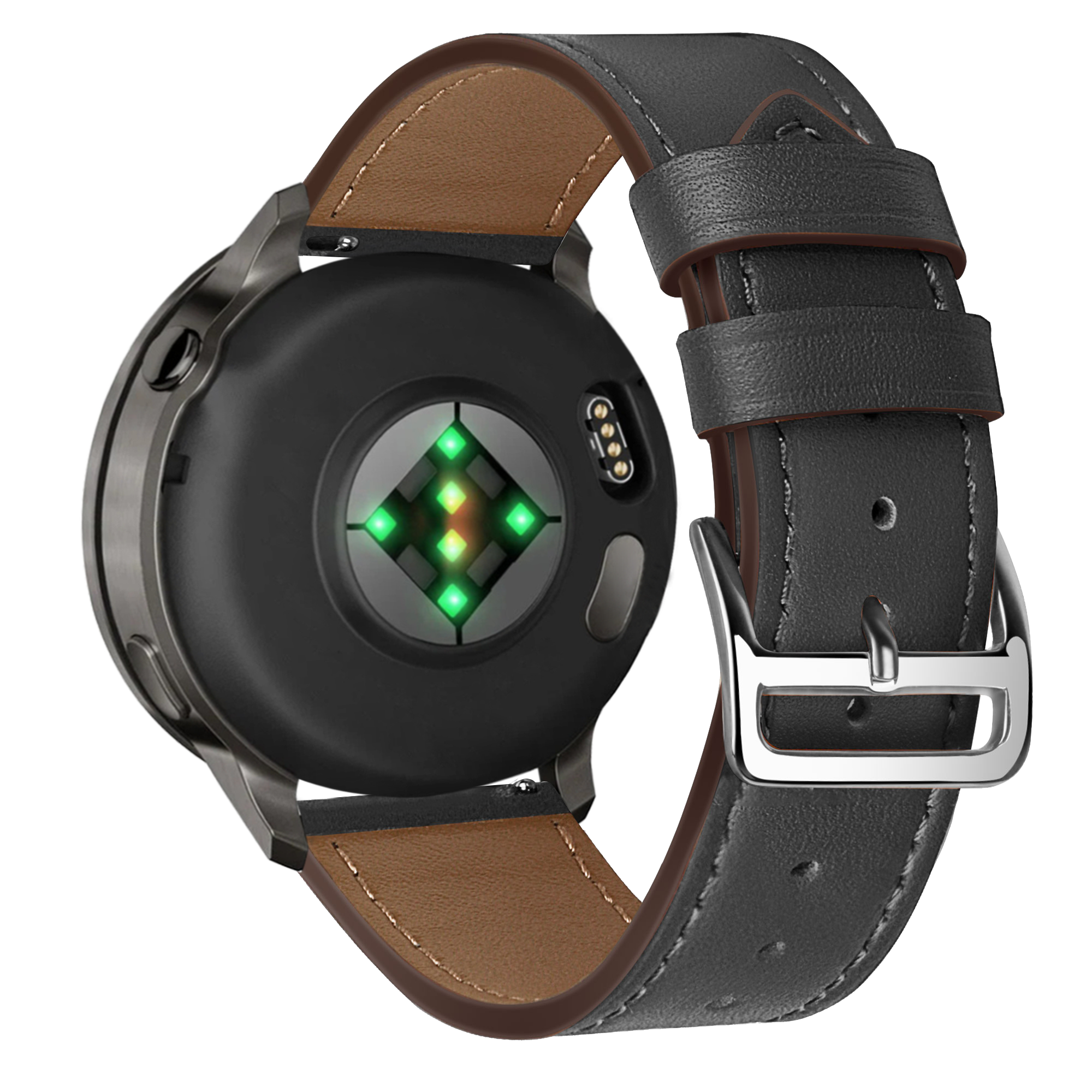 Bandz Garmin Forerunner 55 Leather Strap 'Deluxe' (Black)