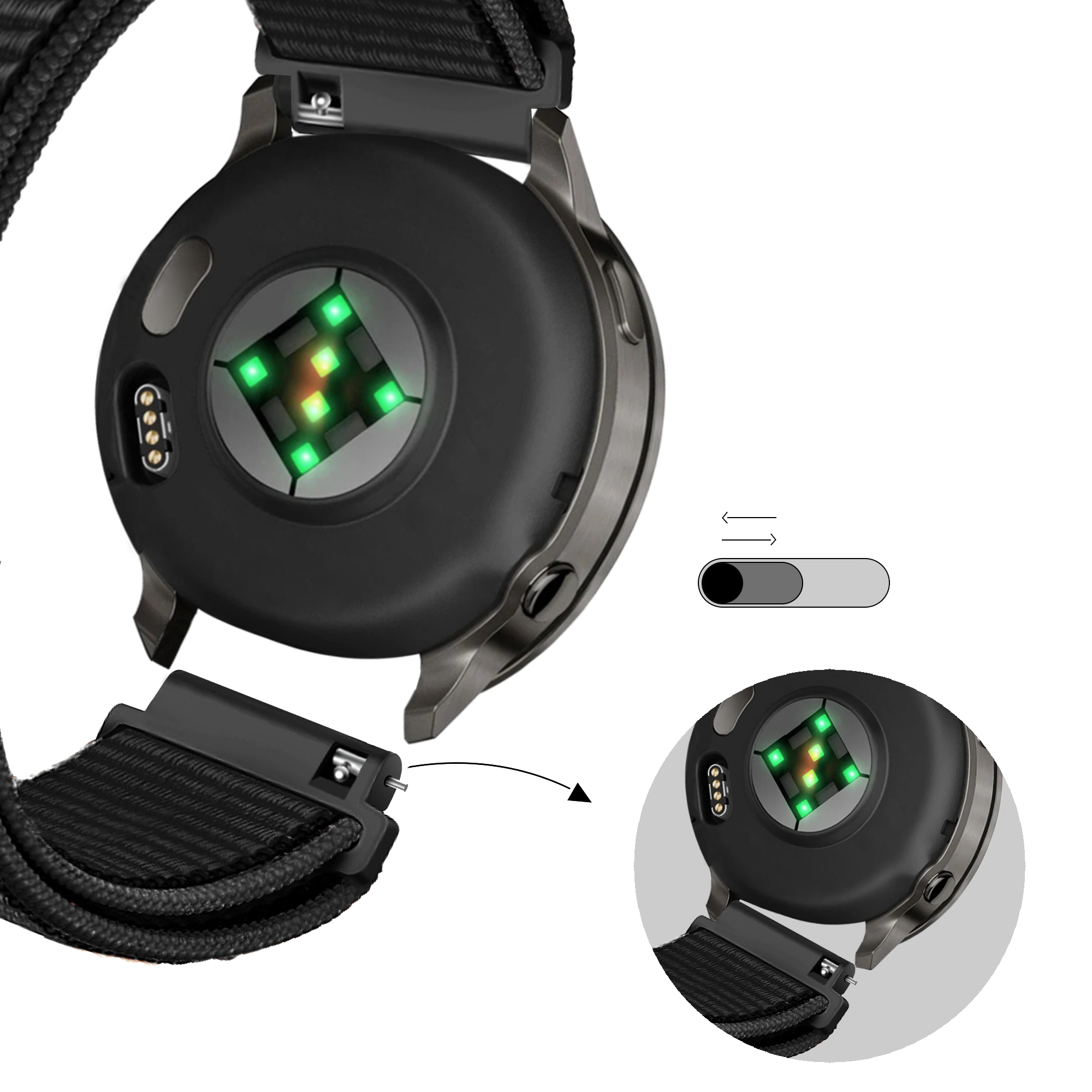 Bandz Garmin Vivoactive 4s Nylon Loop Strap (Black)