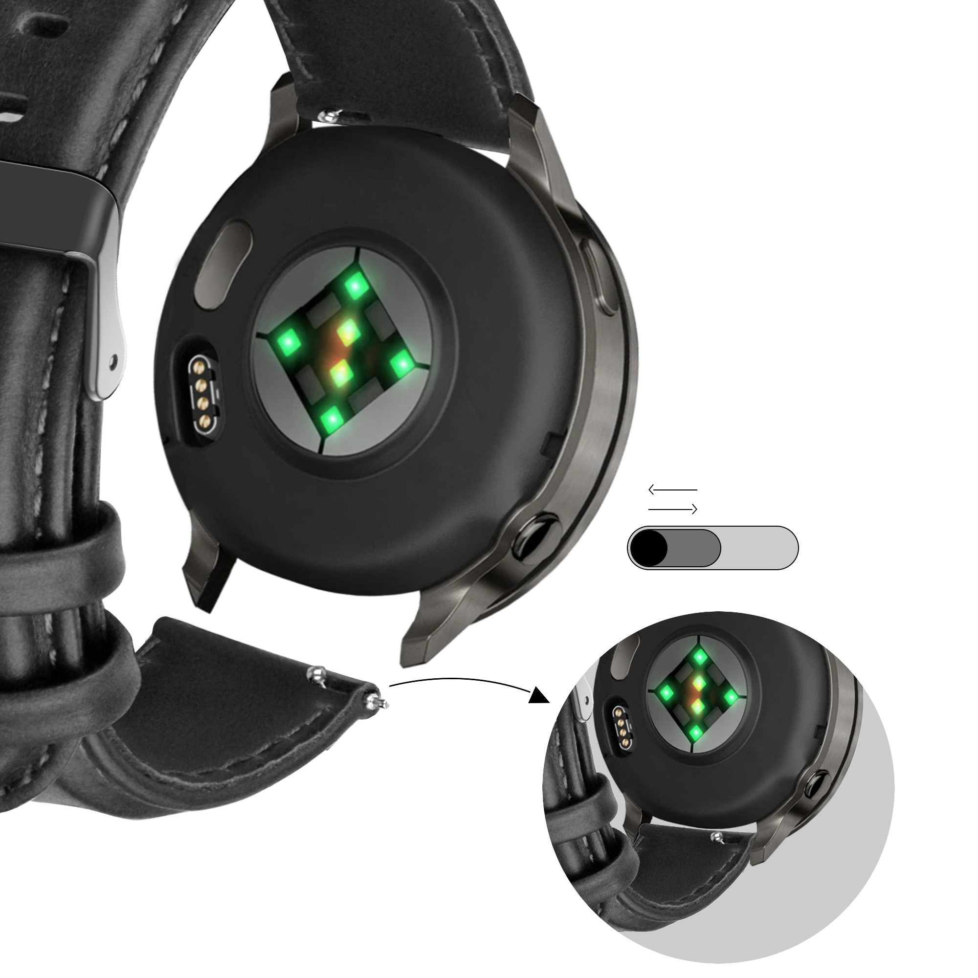 Bandz Garmin D2 Air X15 Leather Strap 'Classic' (Black)