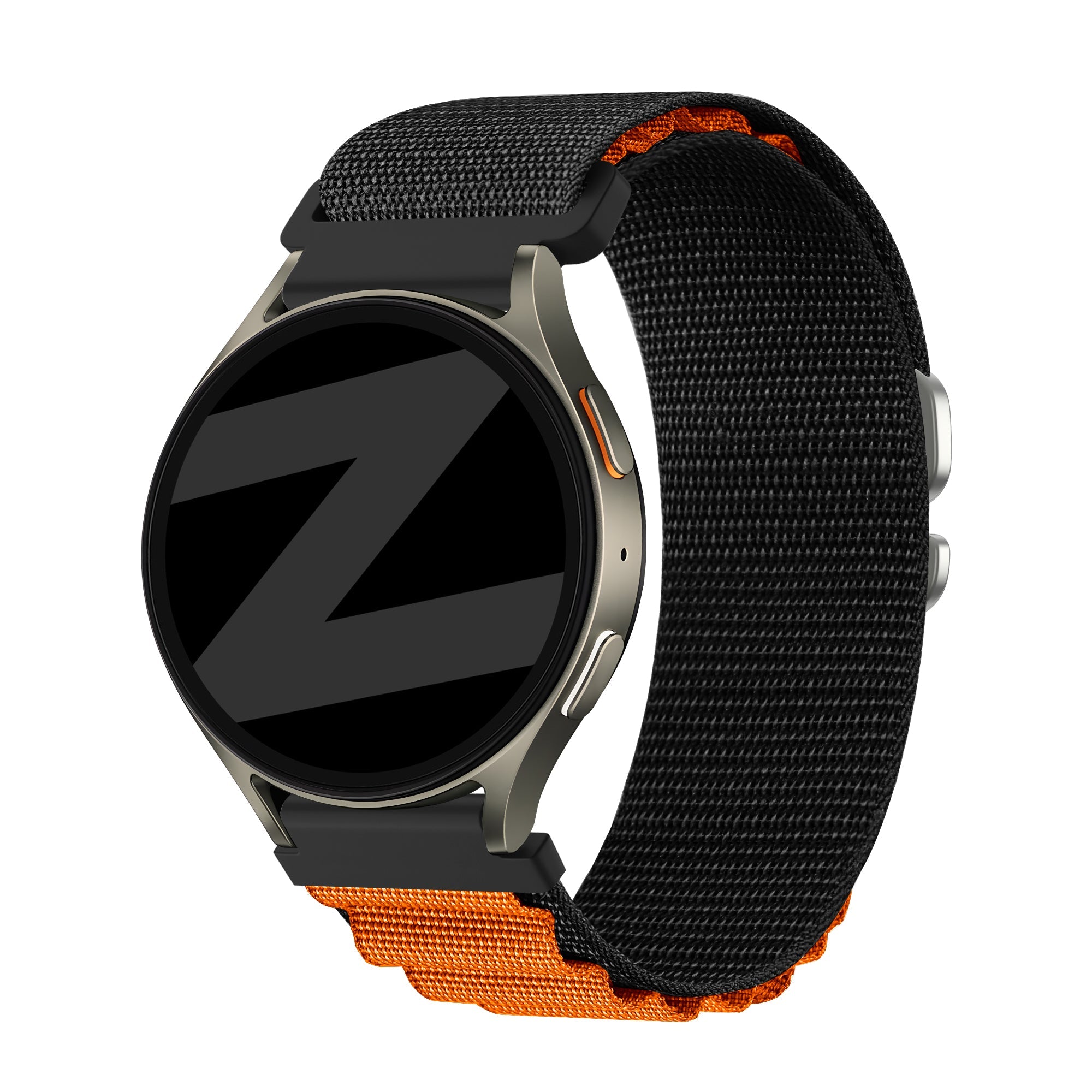Bandz Amazfit Active 2 Alpine Nylon Strap (Black/Orange)