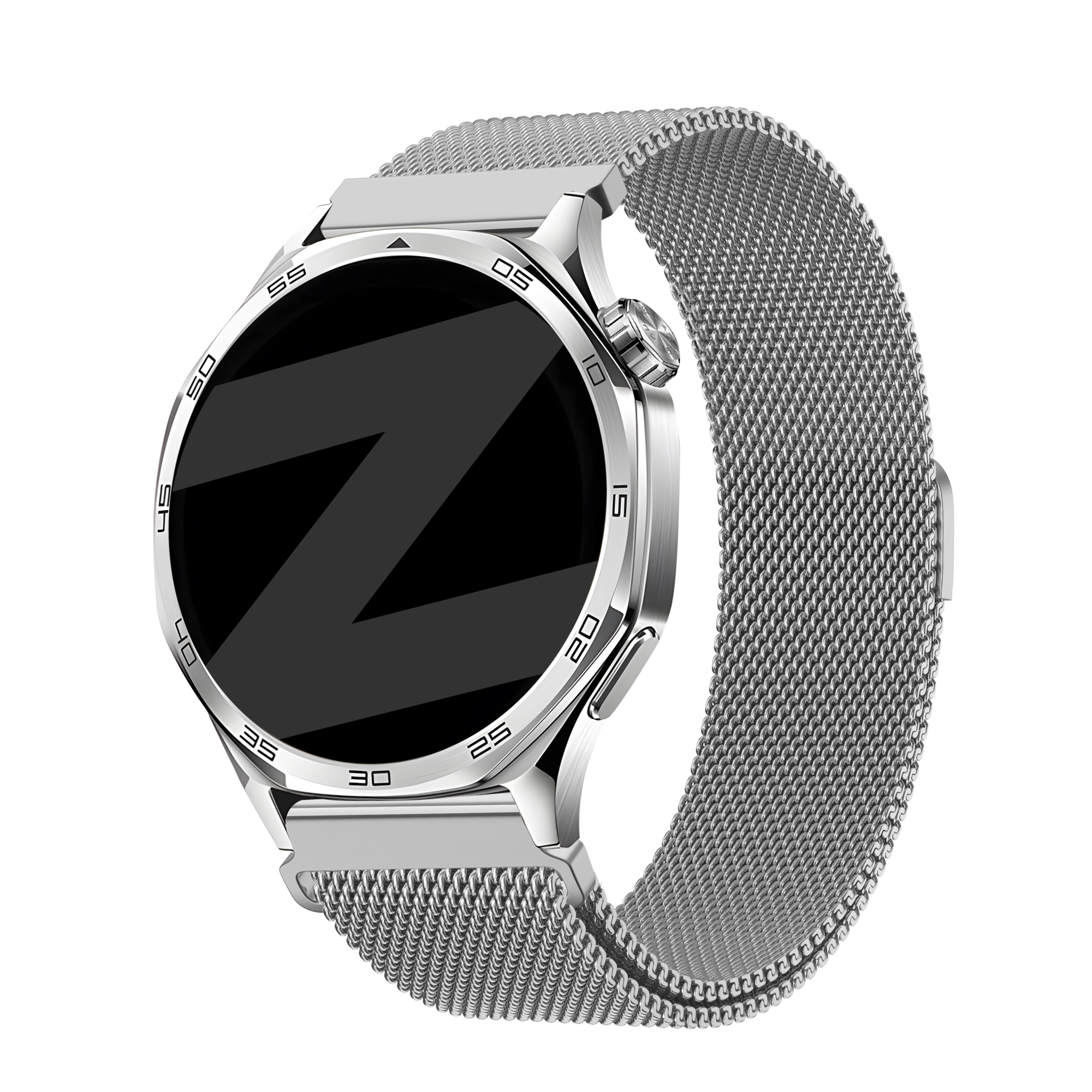 Bandz Huawei Watch GT 6 - 46mm 'One Push' Milanese Strap (Silver)