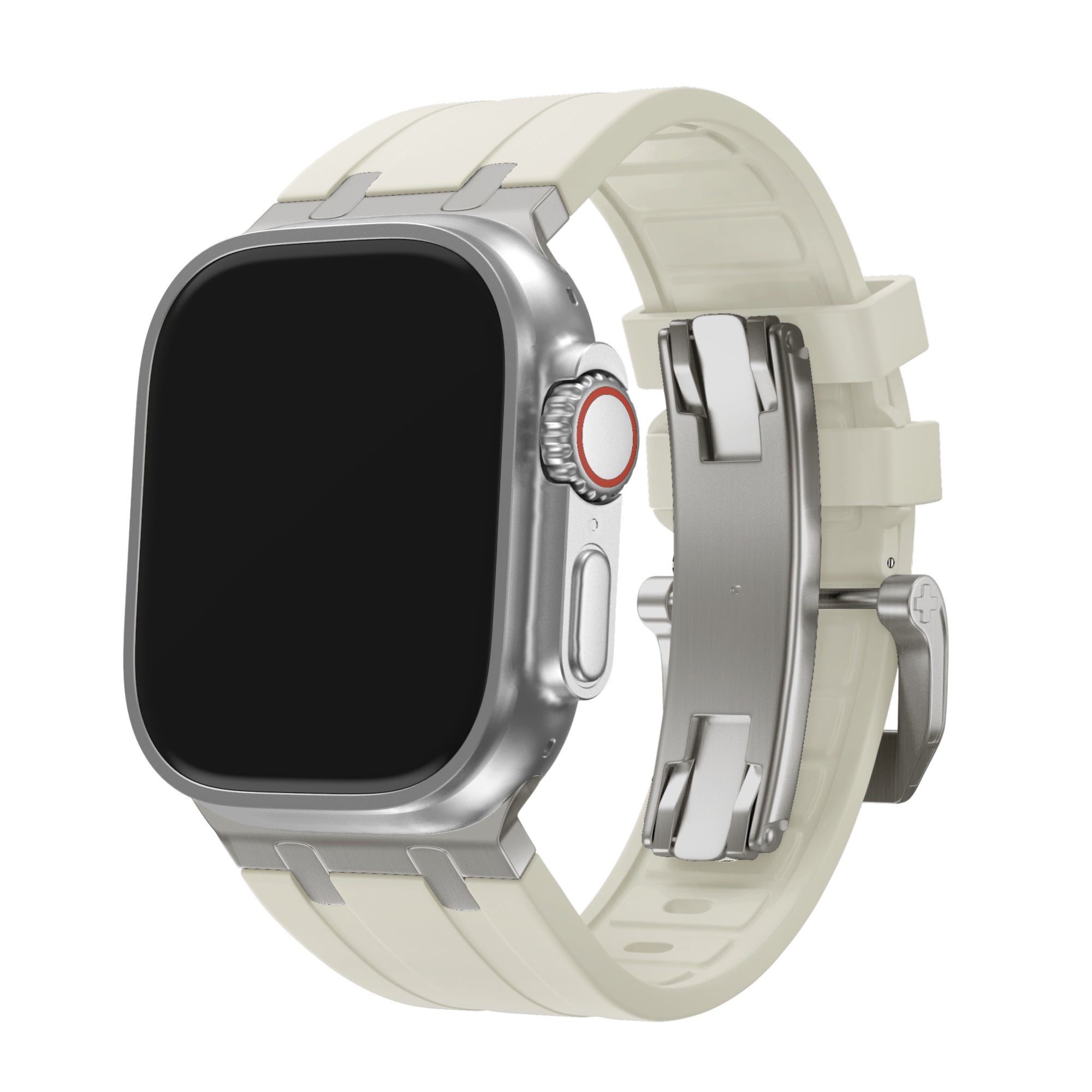 BALR. Apple Watch Ultra Liquid Silicone Strap (Beige/Titanium)