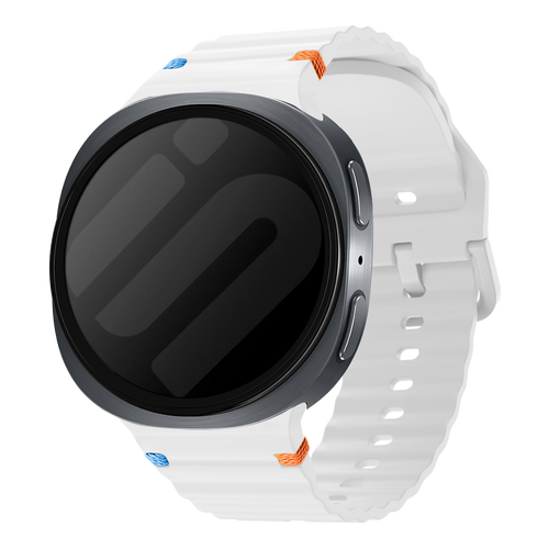 Samsung Galaxy Watch 8 - 44mm Wave Silicone Strap (White)