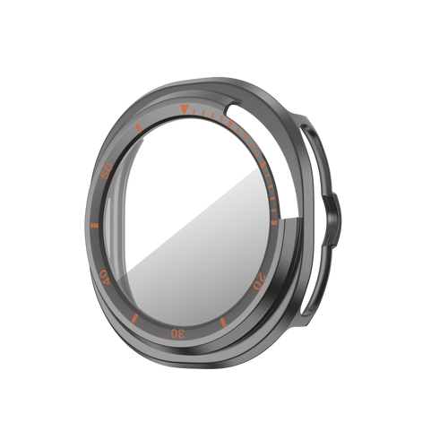Bandz Samsung Galaxy Watch 8 Classic Bezel Cover with Glass (Titanium Grey/Orange)